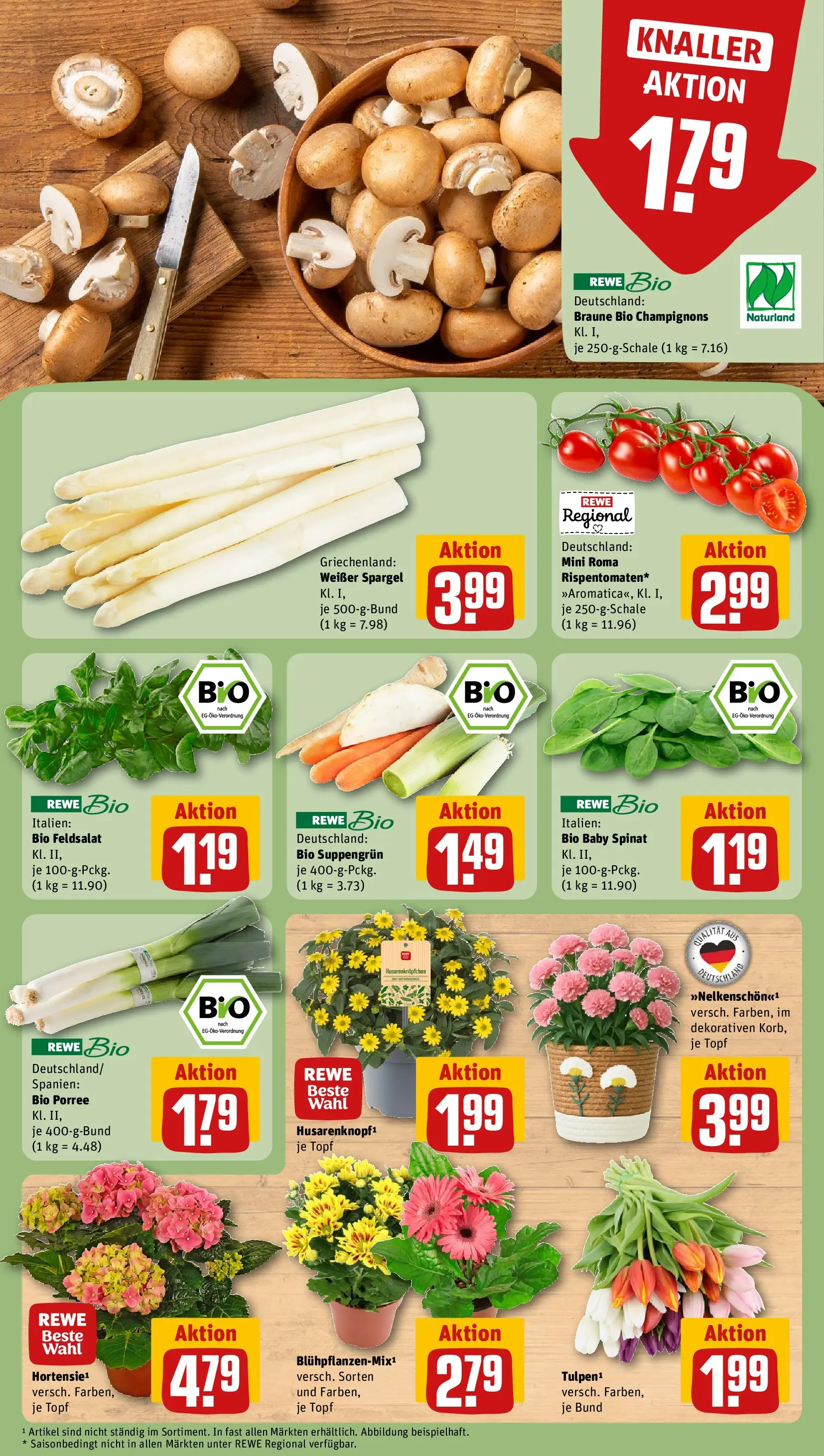 REWE Prospekt ab 05.04.2026 zum Blättern » Angebote | Seite: 7 | Produkte: Spargel, Champignons