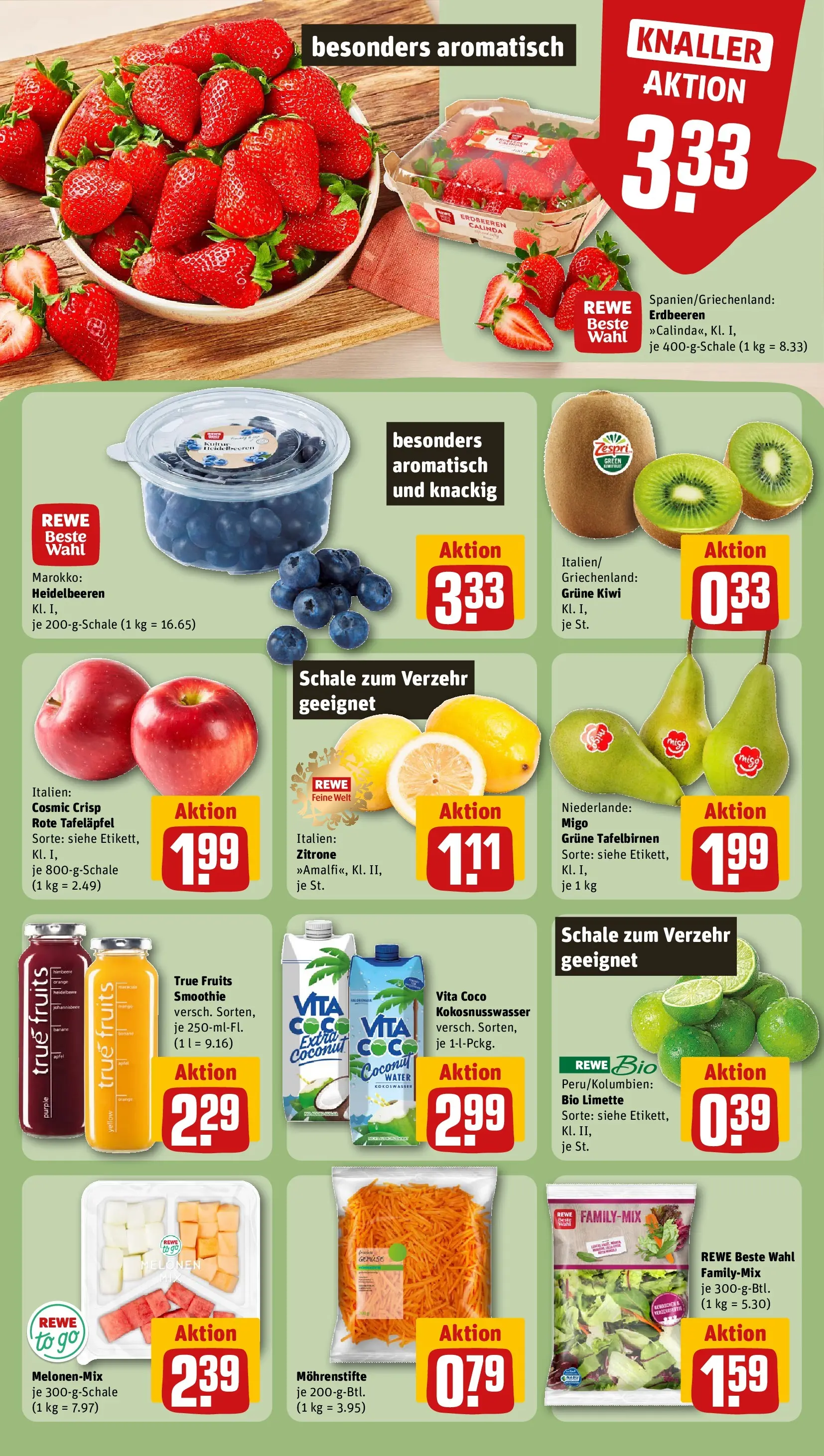 REWE Prospekt ab 05.04.2026 zum Blättern » Angebote | Seite: 6 | Produkte: Heidelbeeren, Zitrone, Limette, Kiwi