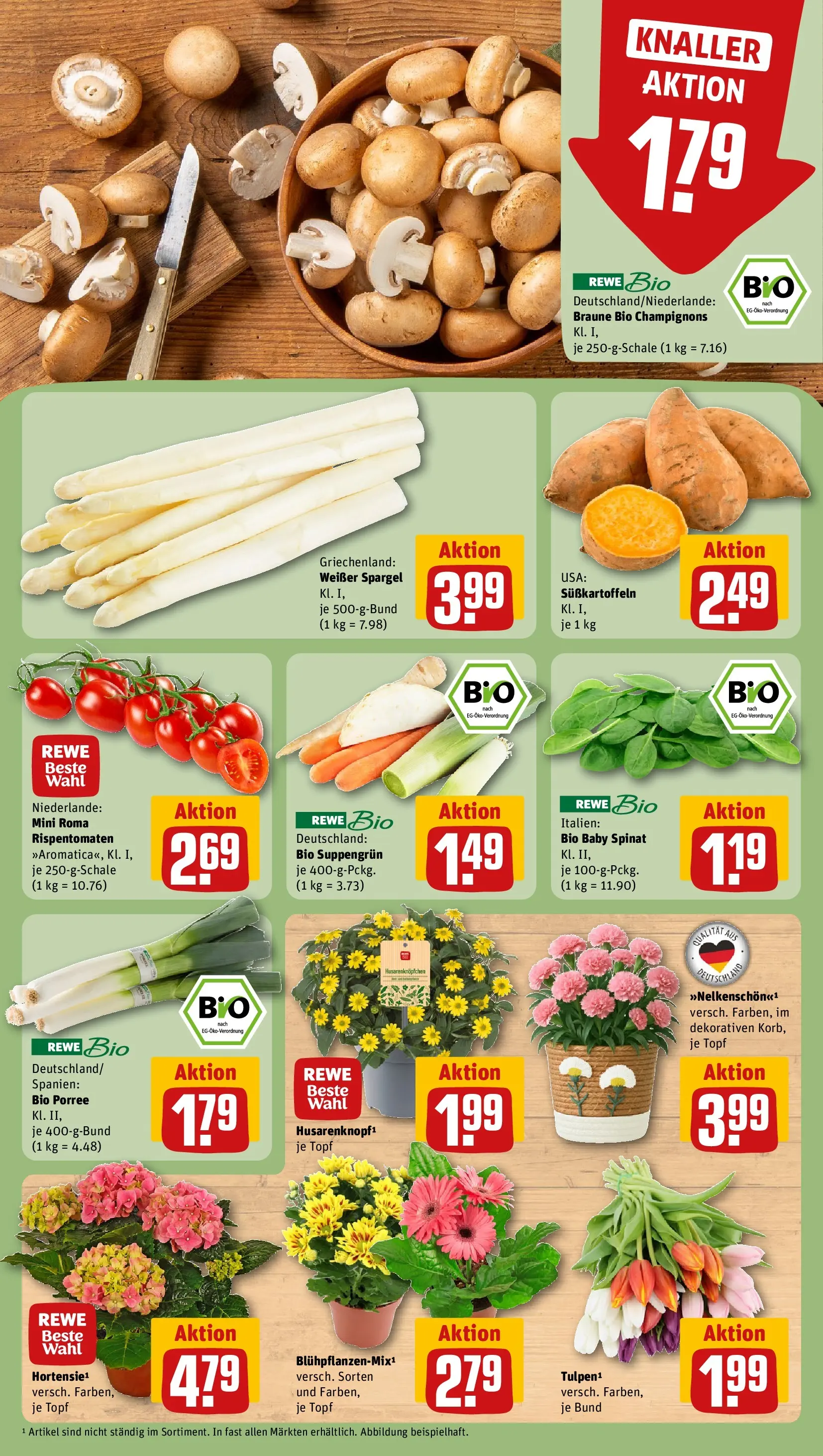 REWE Prospekt ab 05.04.2026 zum Blättern » Angebote | Seite: 7 | Produkte: Spargel, Champignons