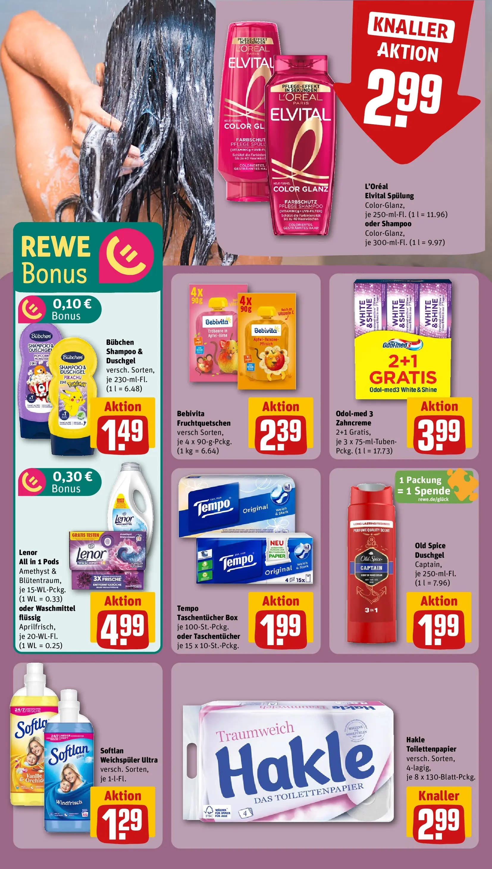 REWE Prospekt ab 05.04.2026 zum Blättern » Angebote | Seite: 14 | Produkte: Box, Weichspüler, Shower Gel, Pfirsich