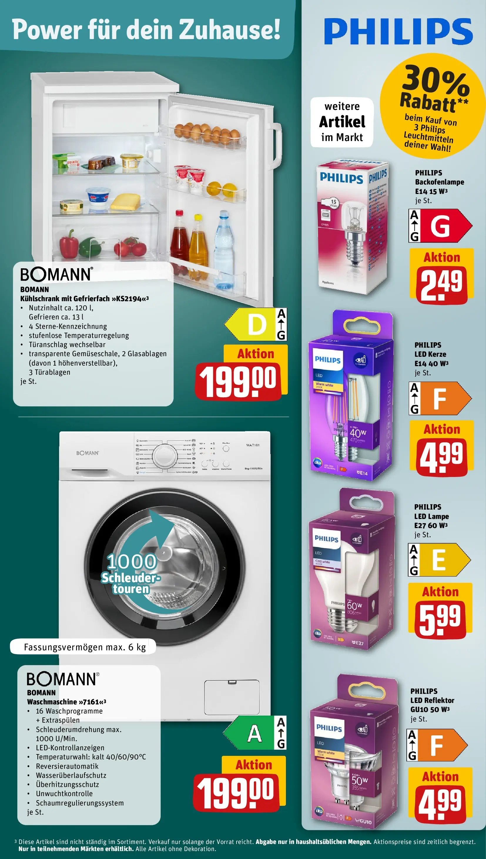 REWE Prospekt ab 05.04.2026 zum Blättern » Angebote | Seite: 32 | Produkte: Philips, Lampe, Kühlschrank, Waschmaschine
