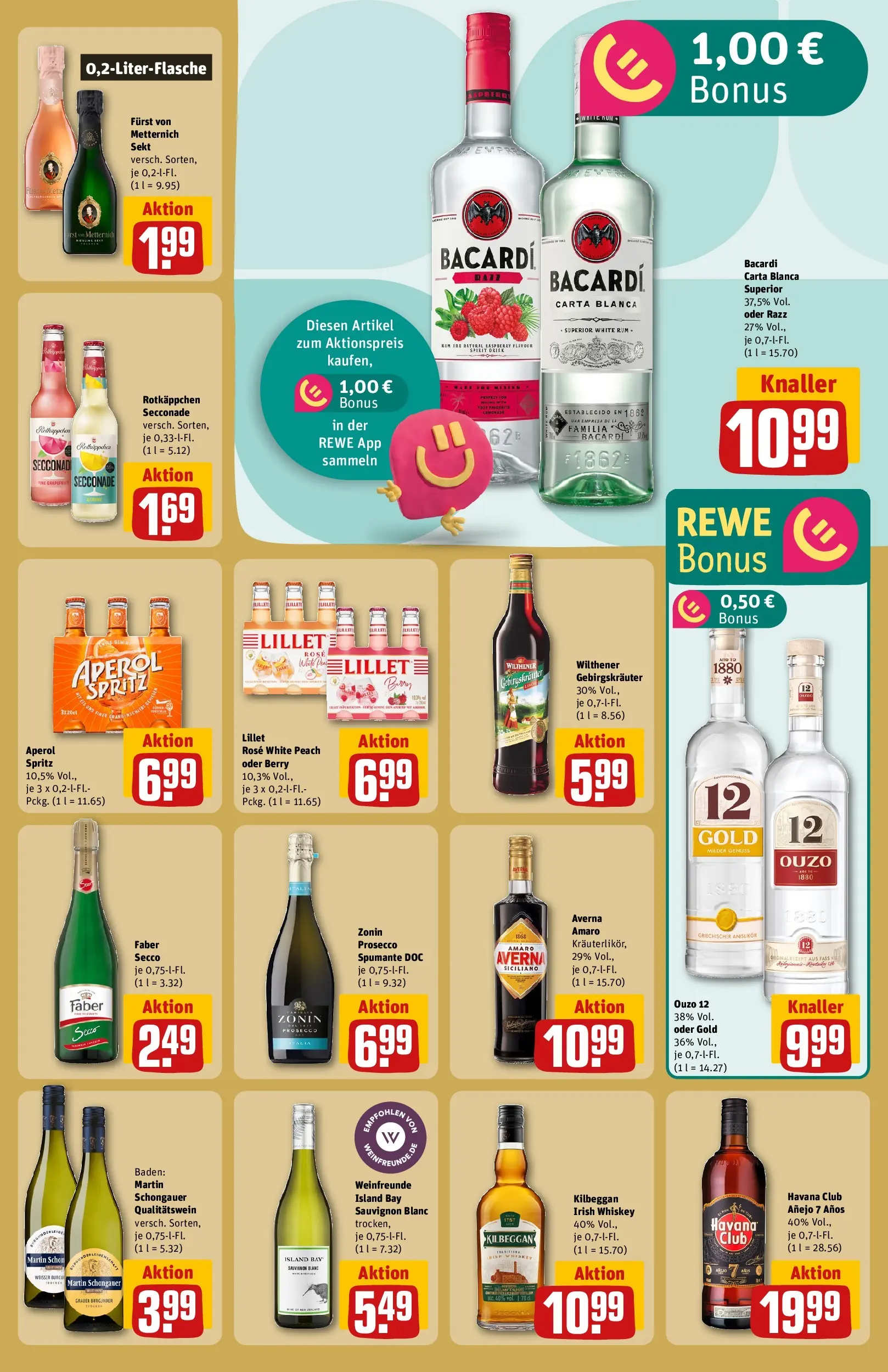 REWE Prospekt ab 05.04.2026 zum Blättern » Angebote | Seite: 17 | Produkte: Ouzo 12, Furst von metternich, Wilthener, Aperol