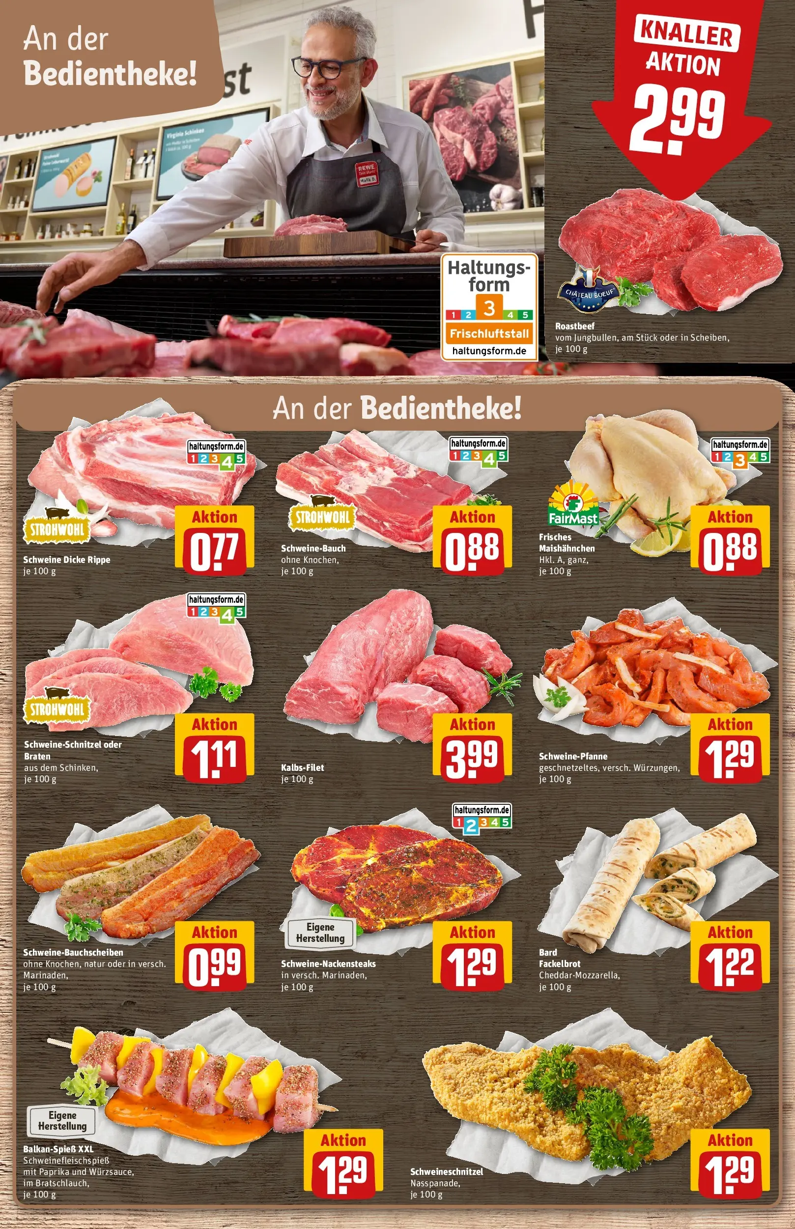 REWE Prospekt ab 05.04.2026 zum Blättern » Angebote | Seite: 9 | Produkte: Schweinebauch, Roastbeef, Paprika, Schinken