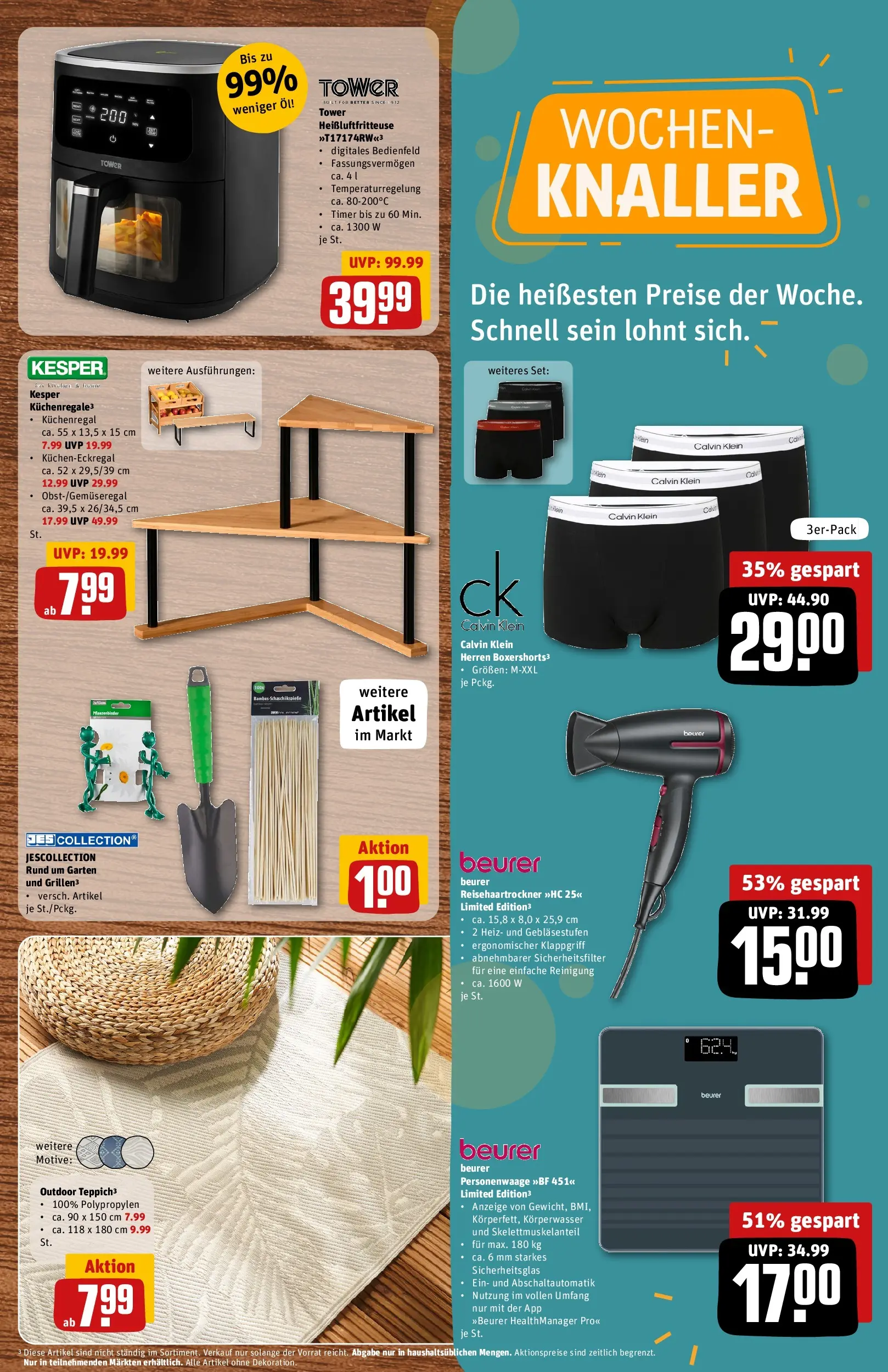 REWE Prospekt ab 05.04.2026 zum Blättern » Angebote | Seite: 23 | Produkte: Öl, Teppich, Personenwaage, Heißluftfritteuse