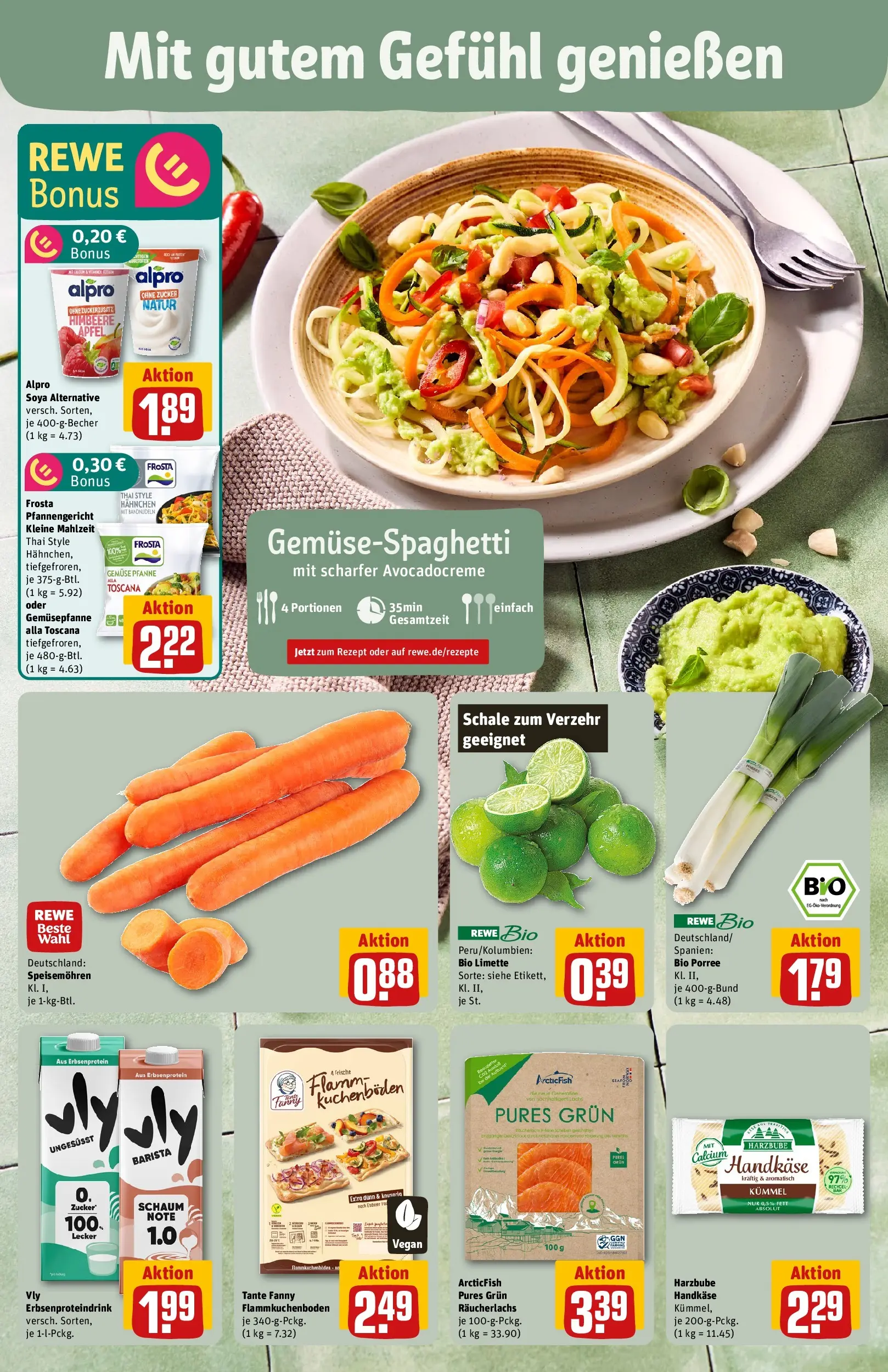 REWE Prospekt ab 05.04.2026 zum Blättern » Angebote | Seite: 4 | Produkte: Äpfel, Alpro, Limette, Himbeere