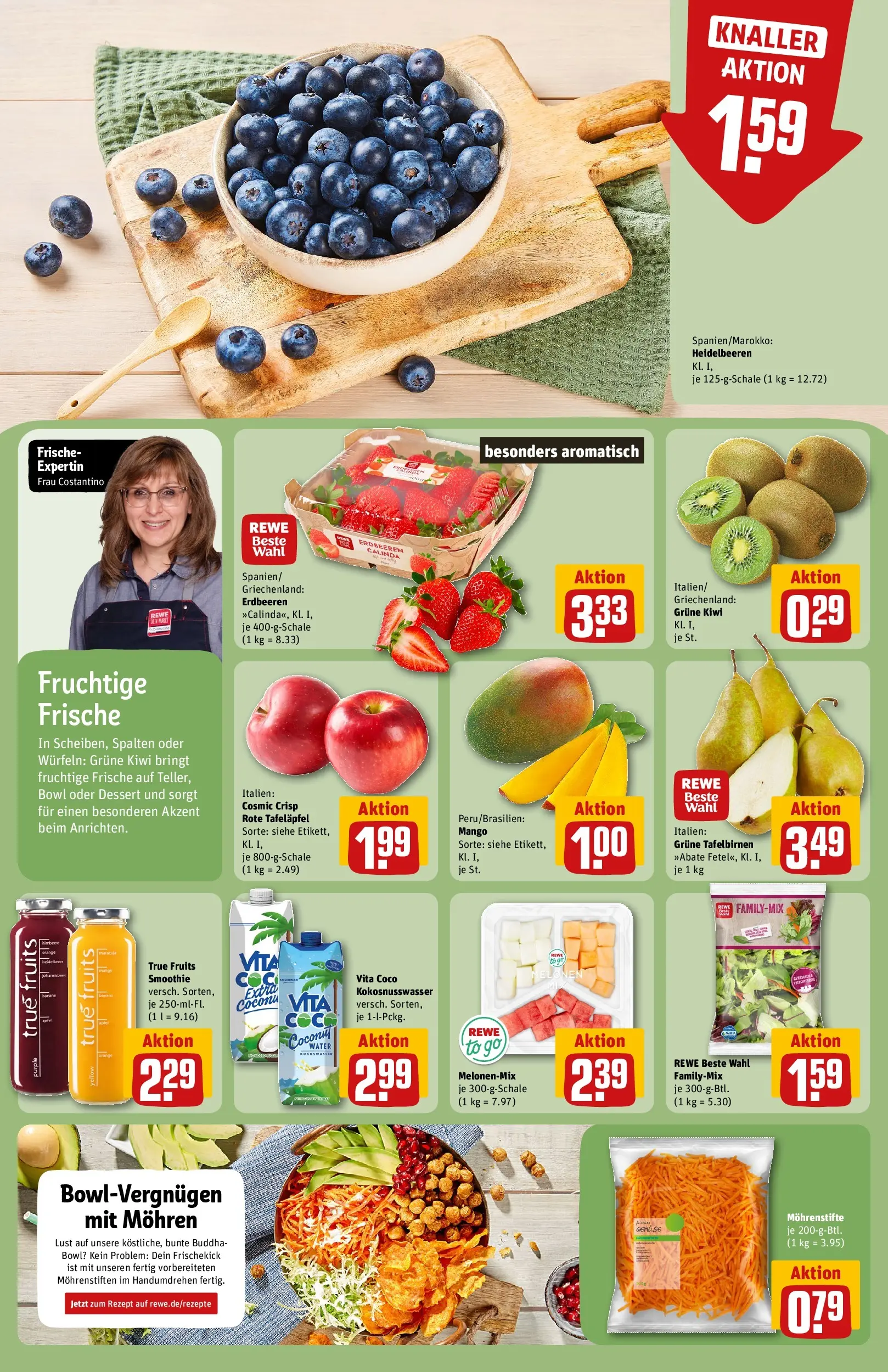 REWE Prospekt ab 05.04.2026 zum Blättern » Angebote | Seite: 6 | Produkte: Heidelbeeren, Himbeere, Erdbeeren, Kiwi