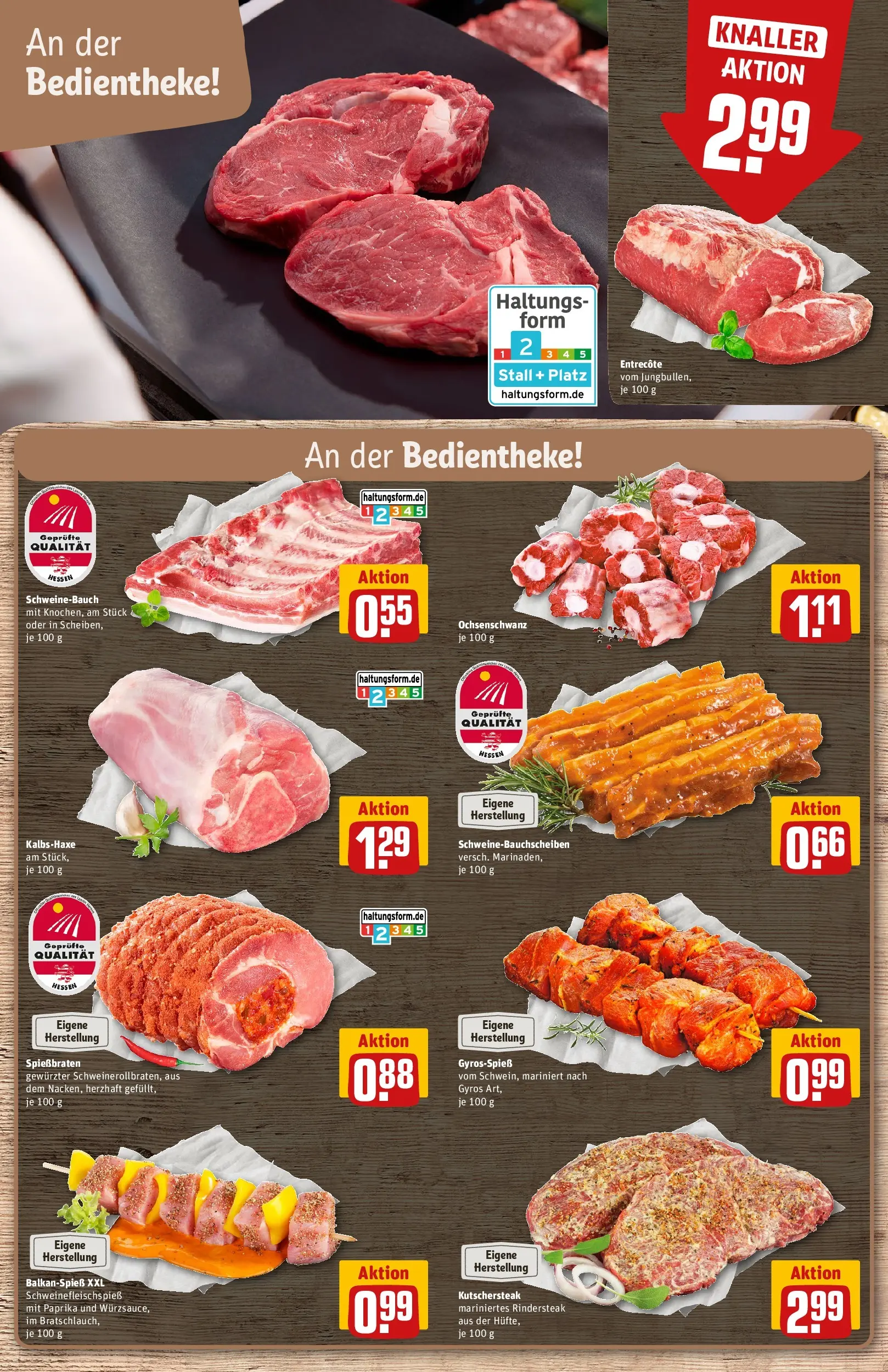 REWE Prospekt ab 05.04.2026 zum Blättern » Angebote | Seite: 9 | Produkte: Schweinebauch, Entrecote, Paprika, Steak