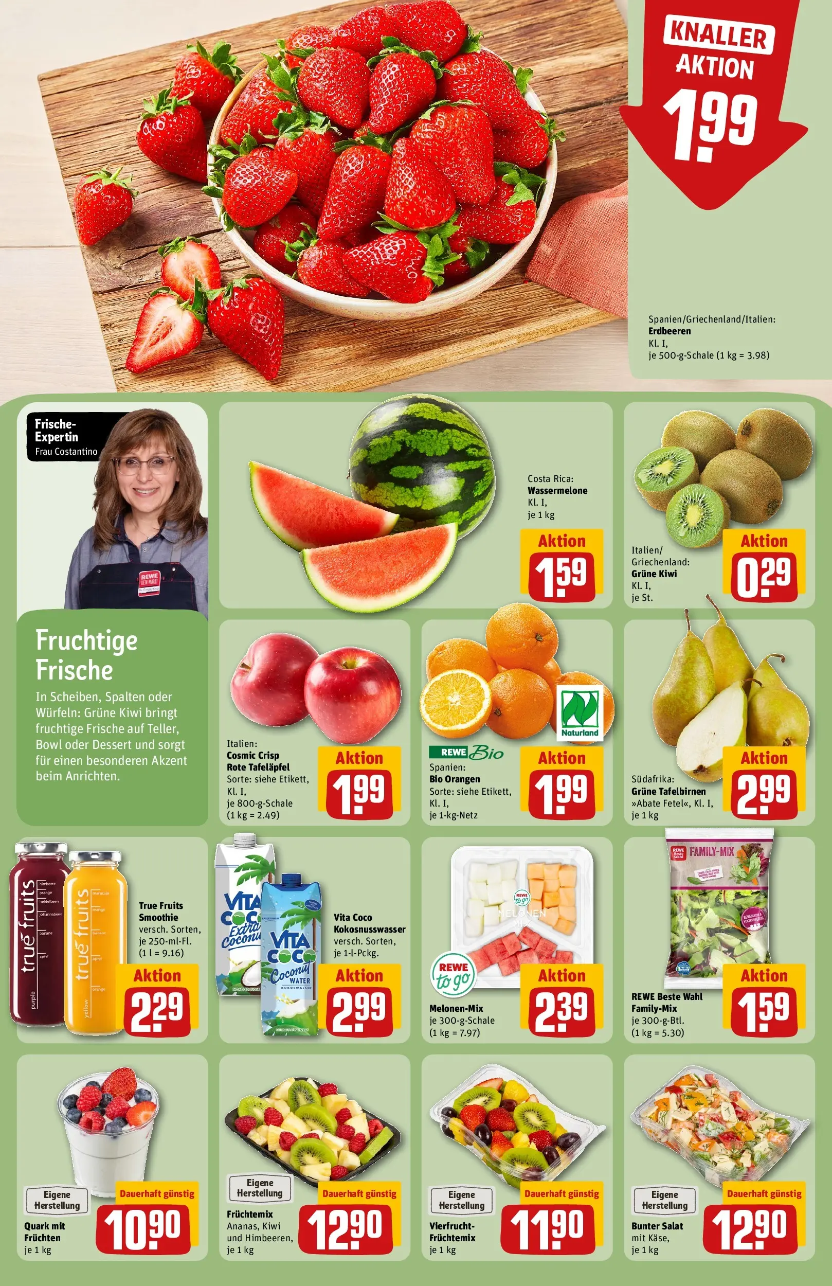 REWE Prospekt ab 05.04.2026 zum Blättern » Angebote | Seite: 6 | Produkte: Äpfel, Wassermelone, Kiwi, Salat