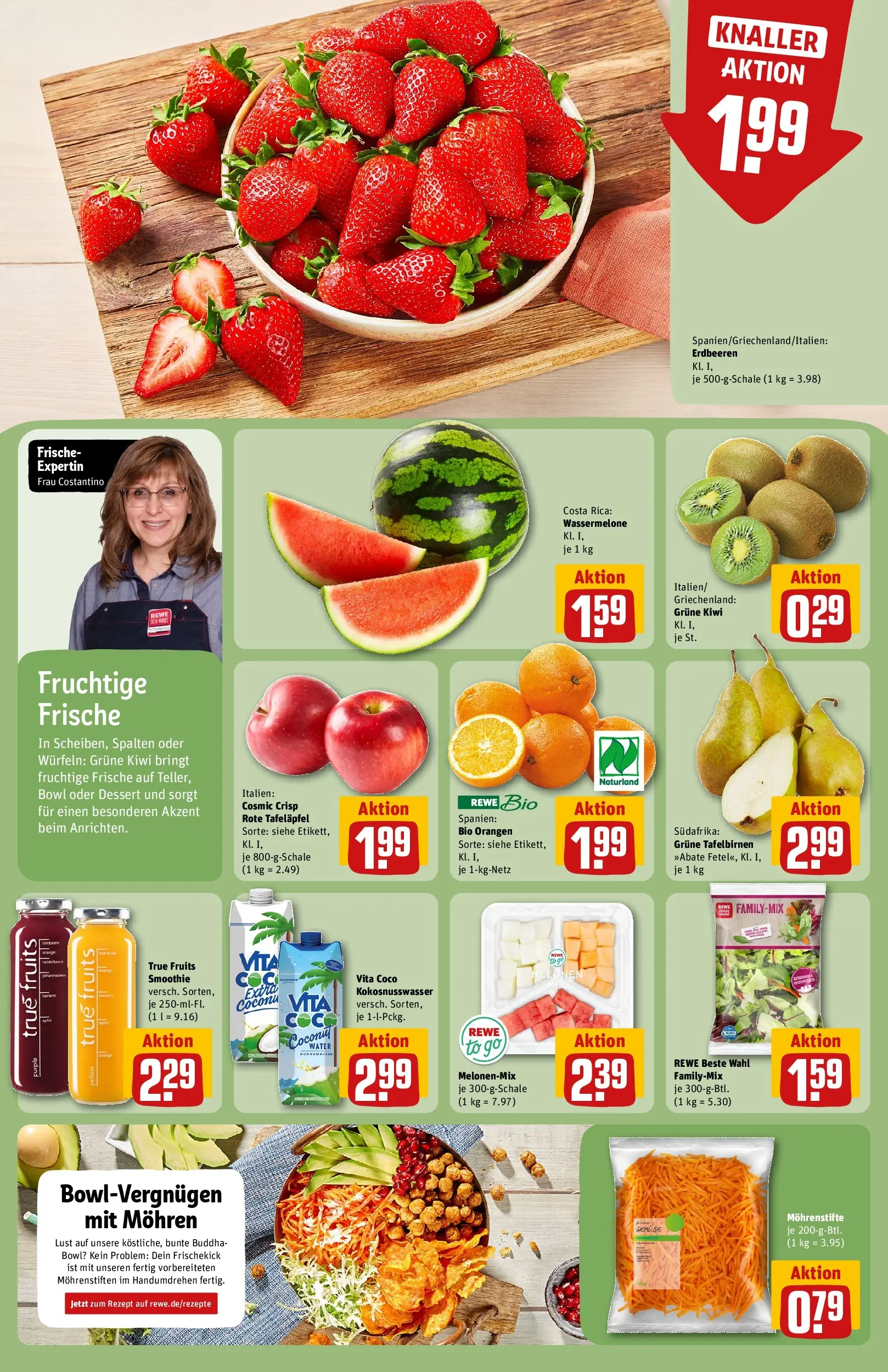 REWE Prospekt ab 05.04.2026 zum Blättern » Angebote | Seite: 6 | Produkte: Orangen, Himbeere, Erdbeeren, Kiwi