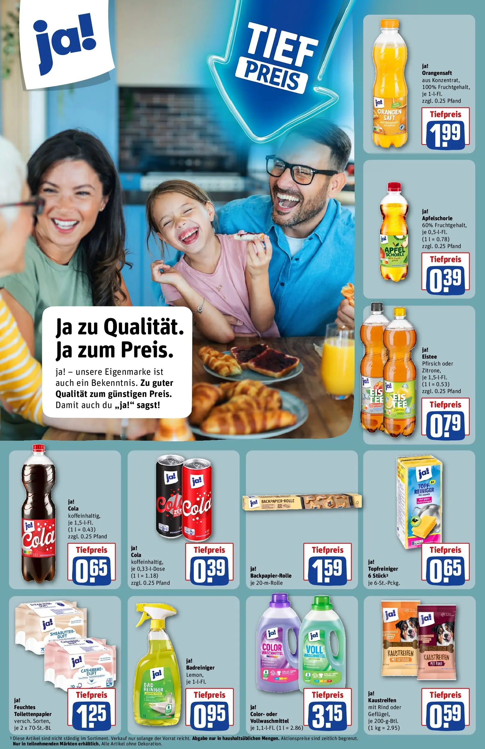 REWE Prospekt ab 05.04.2026 zum Blättern » Angebote | Seite: 14 | Produkte: Cola, Pfirsich, Saft, Feuchtes Toilettenpapier