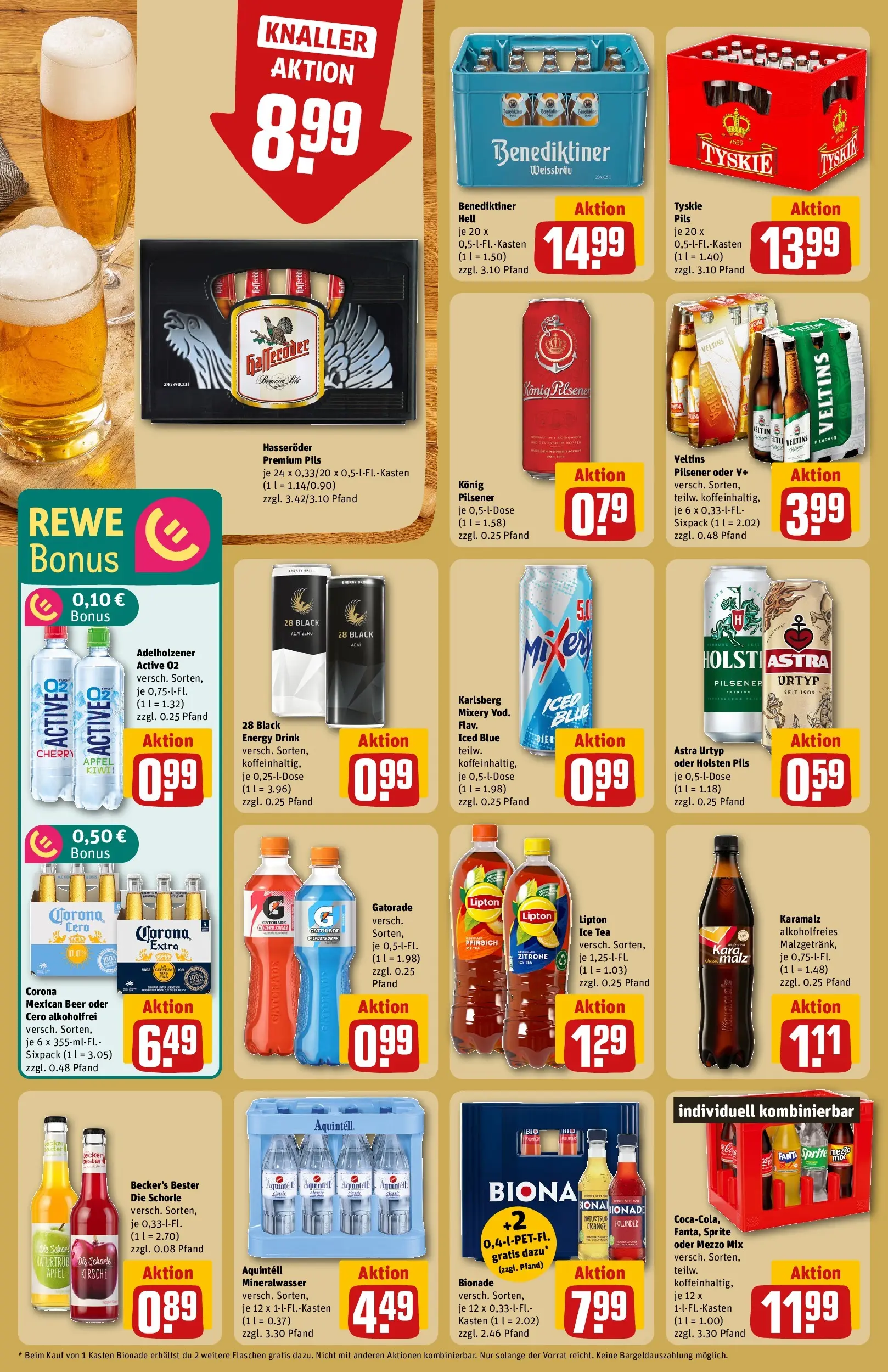 REWE Prospekt ab 05.04.2026 zum Blättern » Angebote | Seite: 16 | Produkte: Tyskie, Fanta, Mineralwasser, Pfirsich