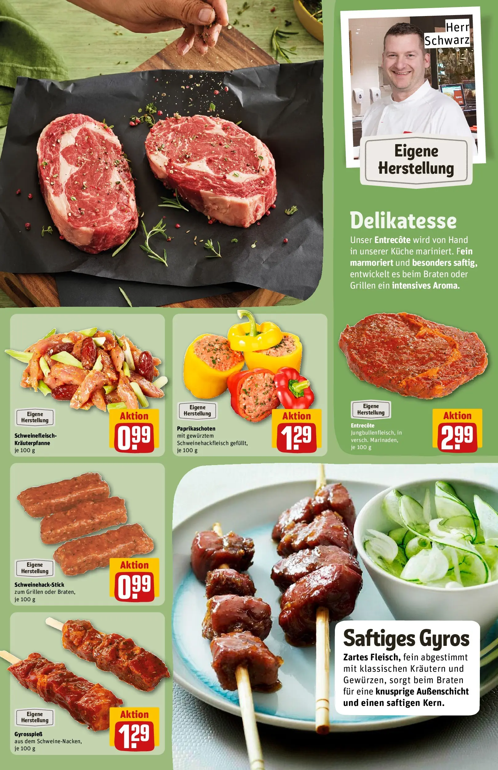 REWE Prospekt ab 05.04.2026 zum Blättern » Angebote | Seite: 12 | Produkte: Küche, Entrecote, Gyros, Schweinefleisch