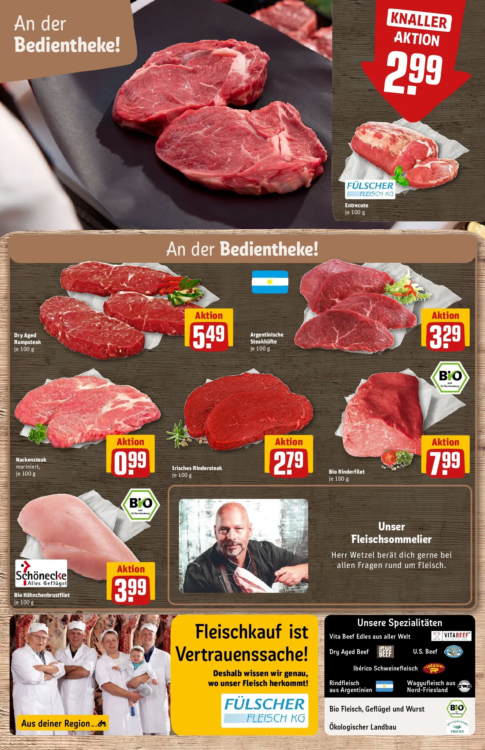 REWE Prospekt ab 05.04.2026 zum Blättern » Angebote | Seite: 8 | Produkte: Rinderfilet, Entrecote, Wurst, Schweinefleisch