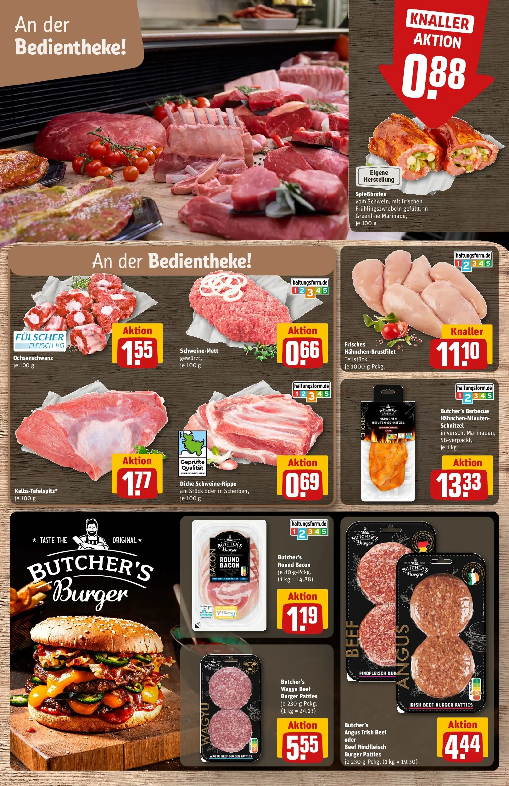 REWE Prospekt ab 05.04.2026 zum Blättern » Angebote | Seite: 9 | Produkte: Hahnchen, Burger, Schnitzel, Rindfleisch