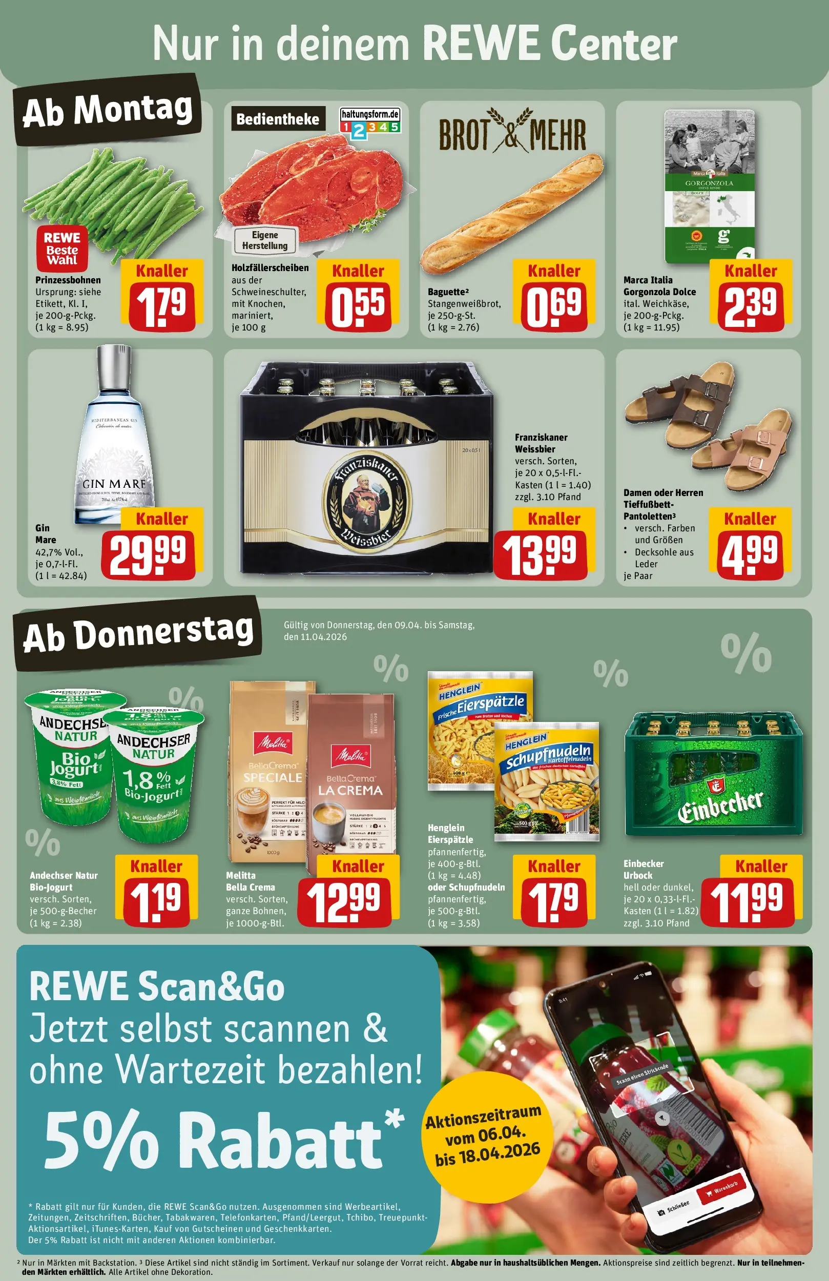 REWE Prospekt ab 05.04.2026 zum Blättern » Angebote | Seite: 3 | Produkte: Franziskaner, Baguette, Brot, Gin