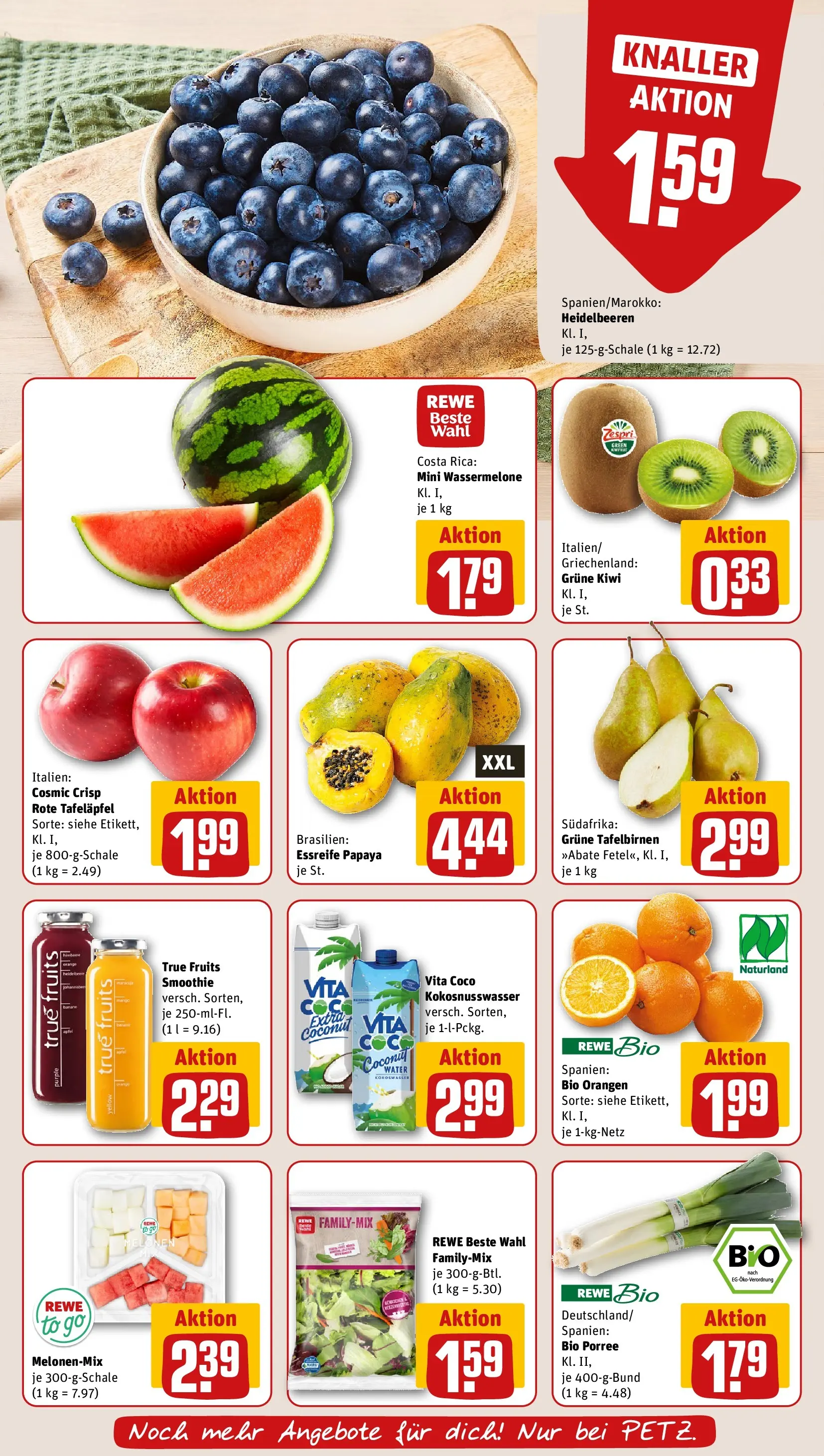 REWE Prospekt ab 05.04.2026 zum Blättern » Angebote | Seite: 6 | Produkte: Orangen, Heidelbeeren, Wassermelone, Kiwi