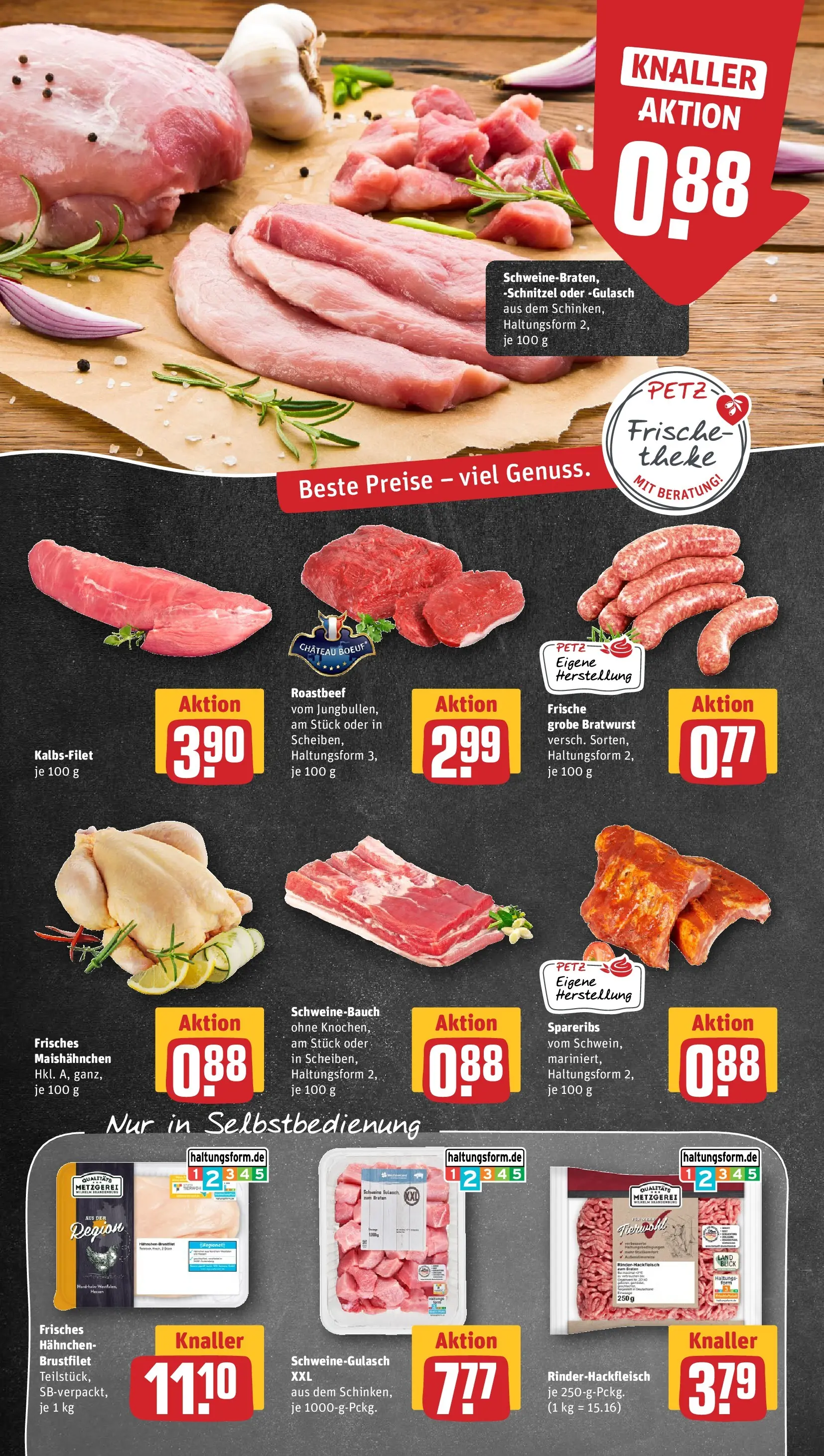 REWE Prospekt ab 05.04.2026 zum Blättern » Angebote | Seite: 8 | Produkte: Schweinegulasch, Hahnchen, Schweinebauch, Hackfleisch