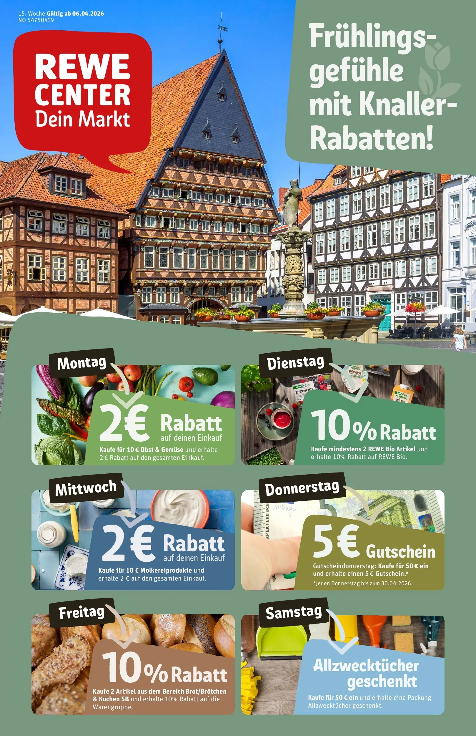 REWE Prospekt ab 05.04.2026 zum Blättern » Angebote | Seite: 1 | Produkte: Gemüse, Obst, Kuchen