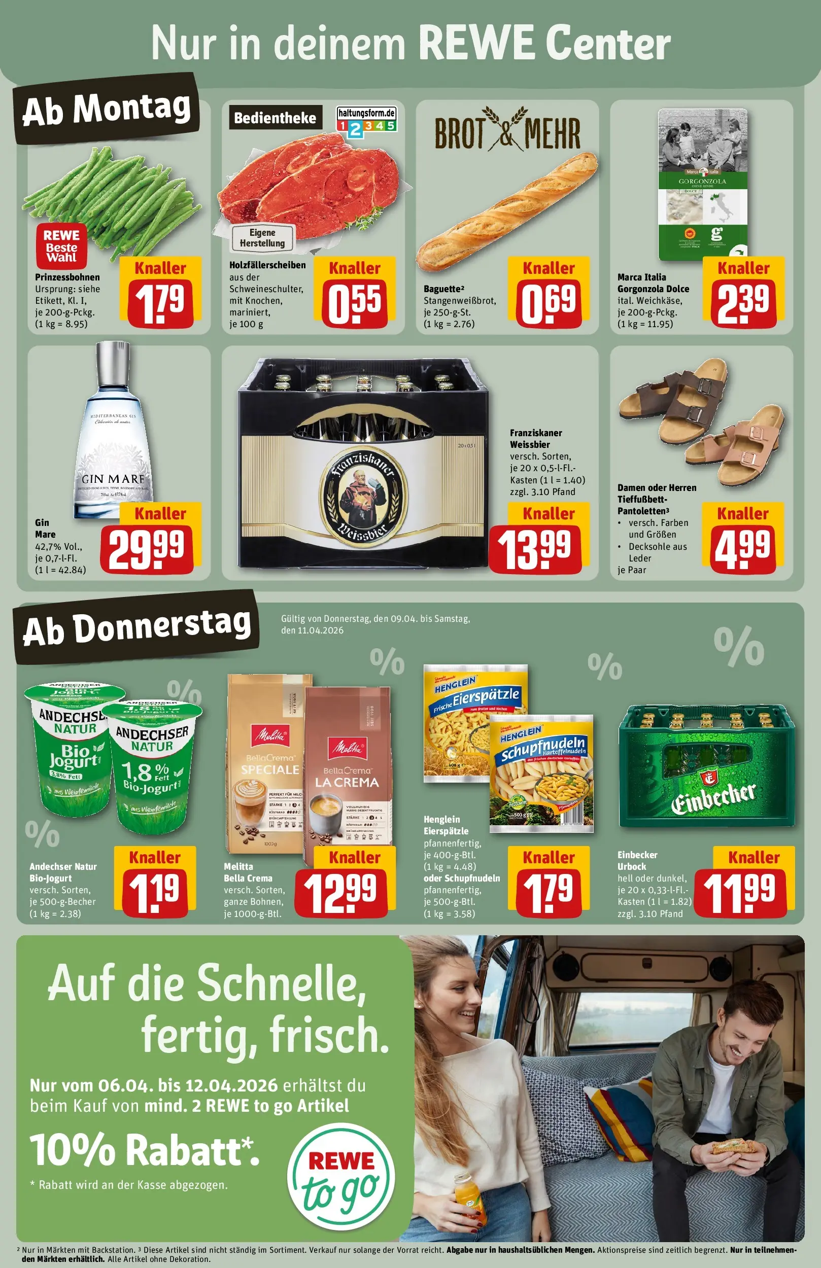 REWE Prospekt ab 05.04.2026 zum Blättern » Angebote | Seite: 5 | Produkte: Franziskaner, Weißbier, Baguette, Brot