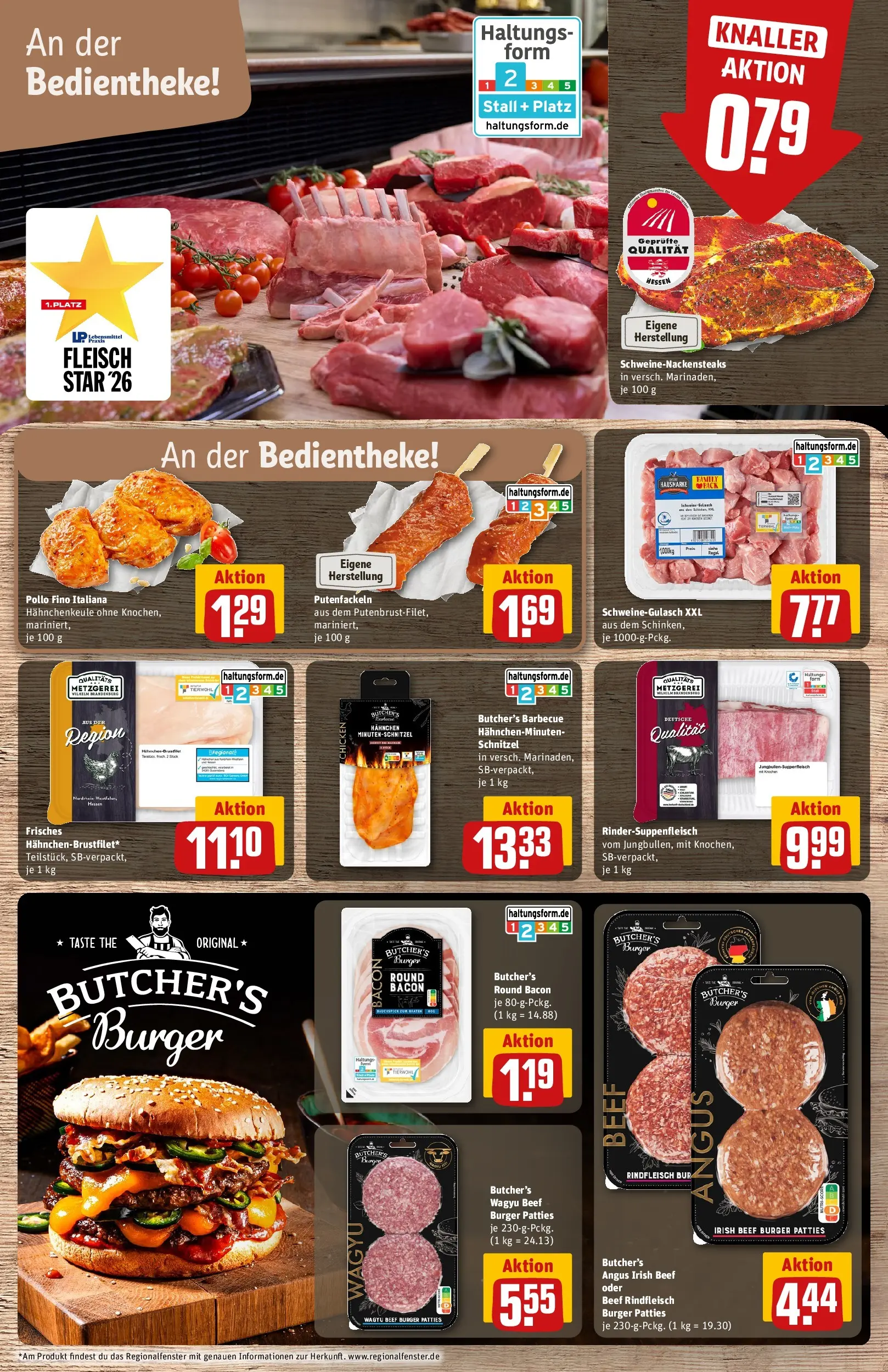 REWE Prospekt ab 05.04.2026 zum Blättern » Angebote | Seite: 8 | Produkte: Schweinegulasch, Hahnchen, Rindfleisch, Fleisch