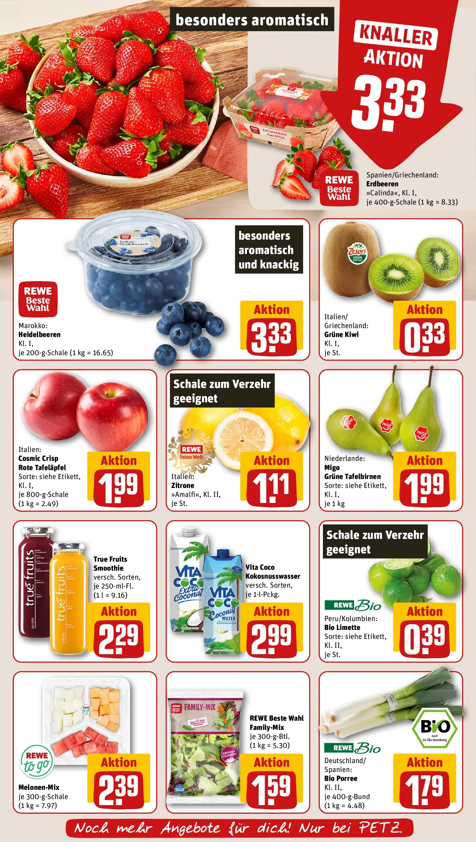 REWE Prospekt ab 05.04.2026 zum Blättern » Angebote | Seite: 6 | Produkte: Heidelbeeren, Limette, Erdbeeren, Kiwi