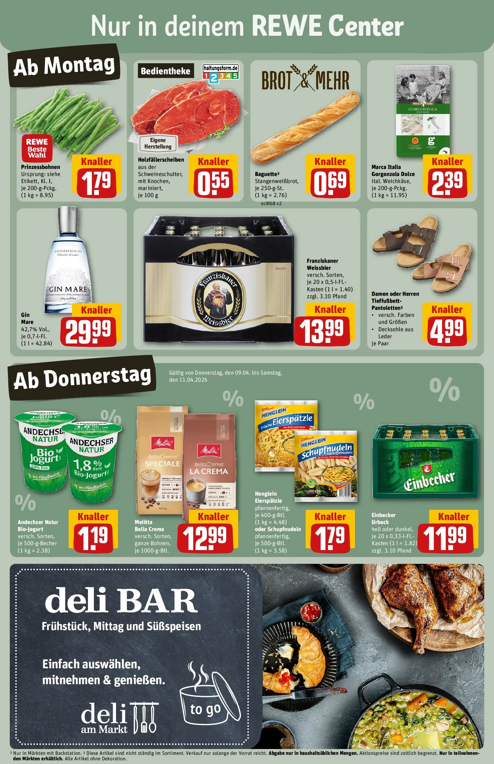 REWE Prospekt ab 05.04.2026 zum Blättern » Angebote | Seite: 3 | Produkte: Weißbier, Baguette, Brot, Gin