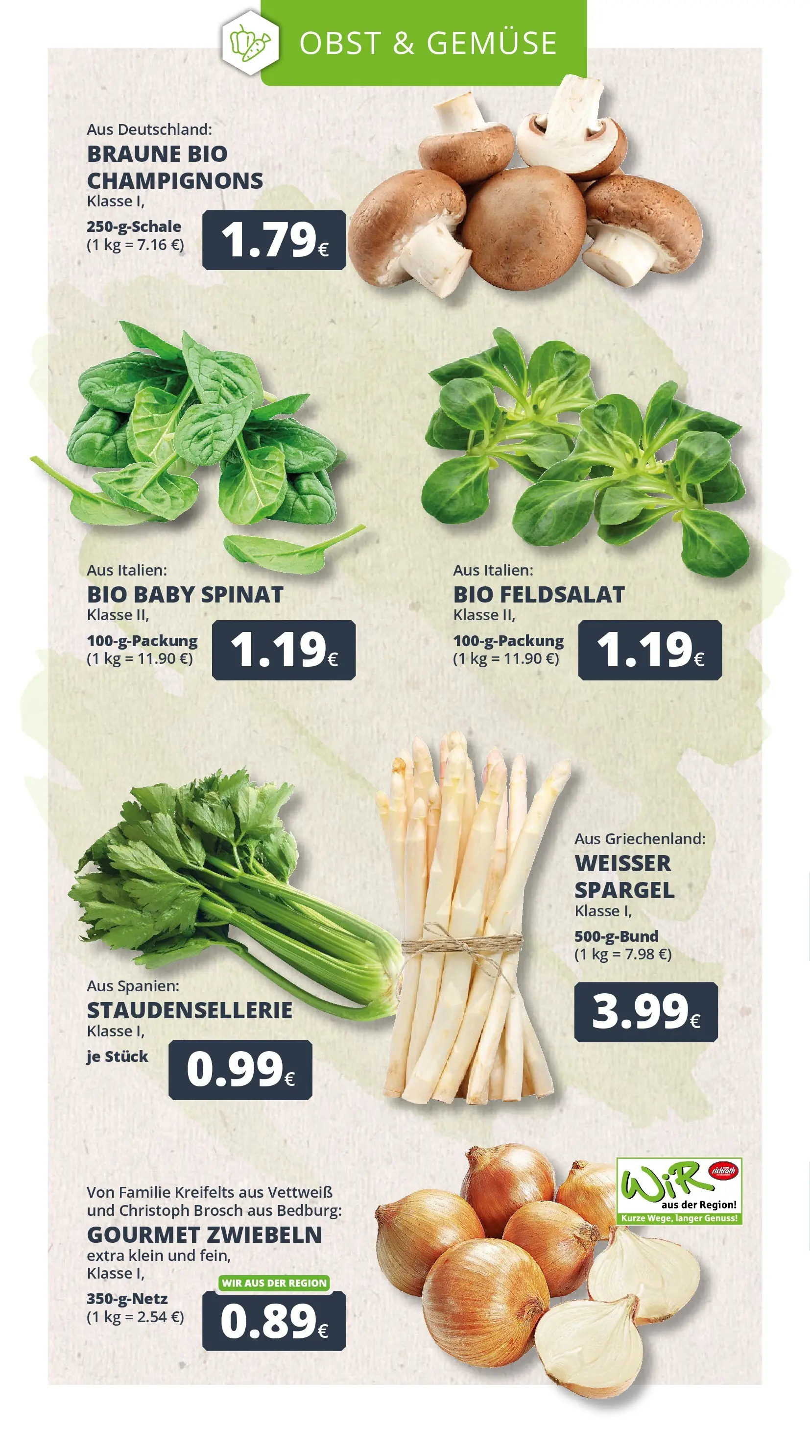 REWE Prospekt ab 05.04.2026 zum Blättern » Angebote | Seite: 9 | Produkte: Spargel, Champignons, Gemüse, Obst