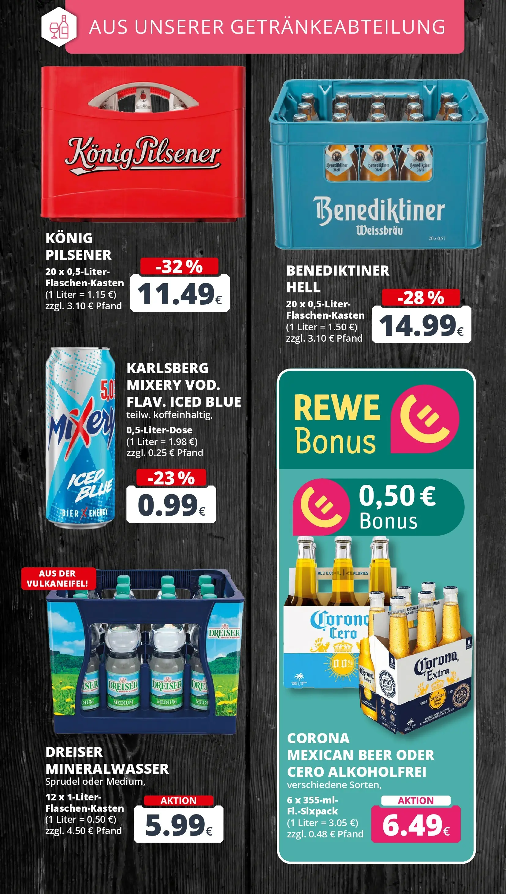 REWE Prospekt ab 05.04.2026 zum Blättern » Angebote | Seite: 18 | Produkte: Konig pilsener, Energy, Benediktiner hell, Vodka