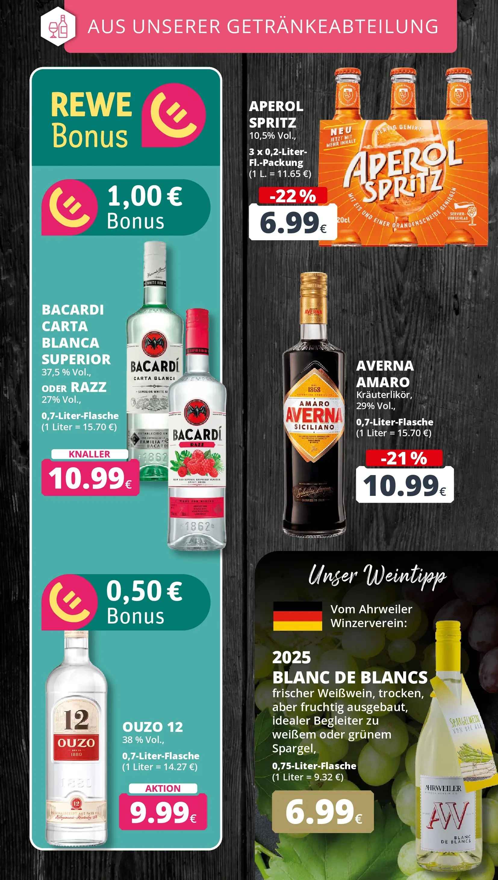 REWE Prospekt ab 05.04.2026 zum Blättern » Angebote | Seite: 19 | Produkte: Ouzo, Rum, Aperol, Eis