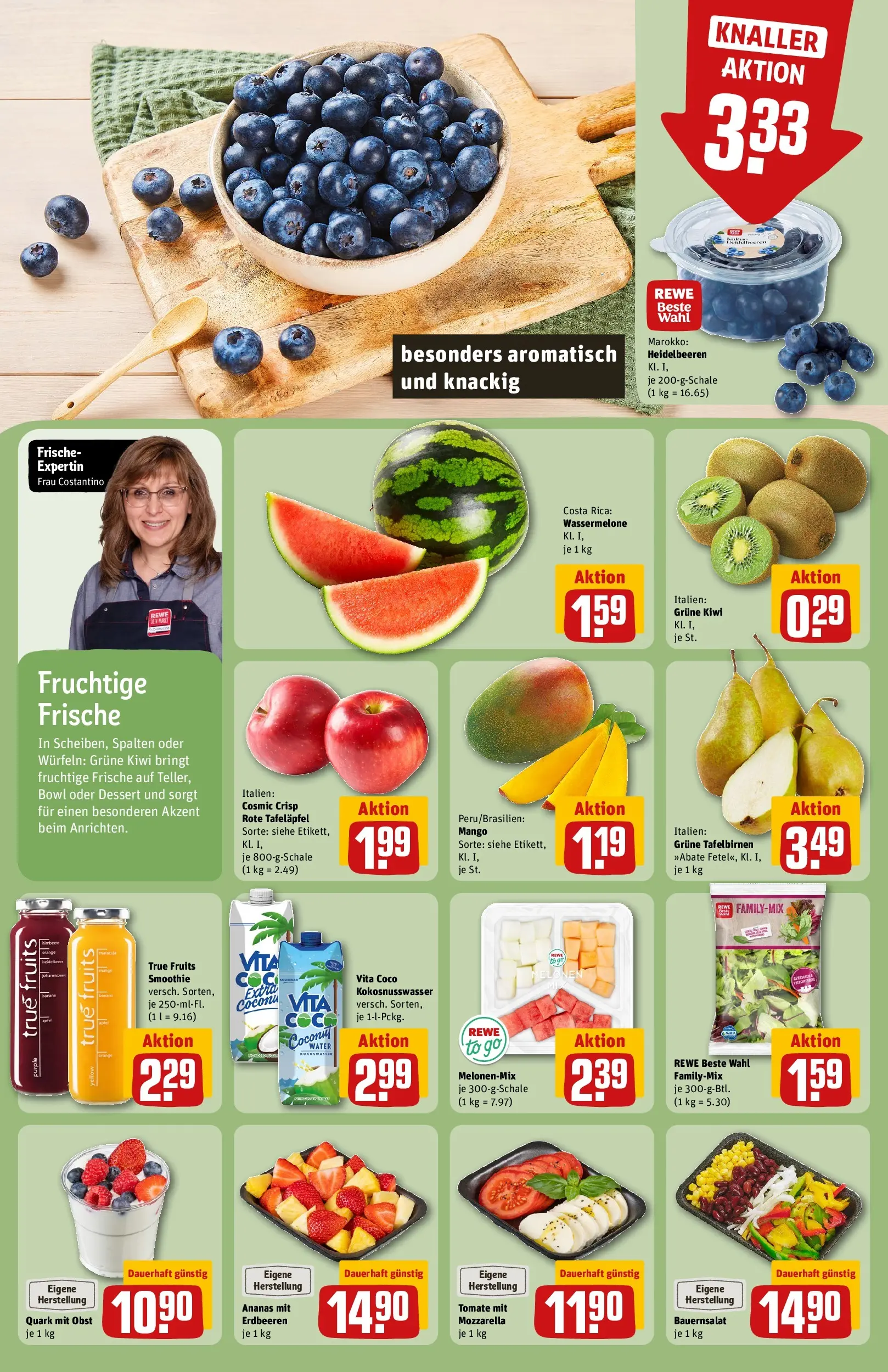 REWE Prospekt ab 05.04.2026 zum Blättern » Angebote | Seite: 6 | Produkte: Mozzarella, Obst, Erdbeeren, Kiwi