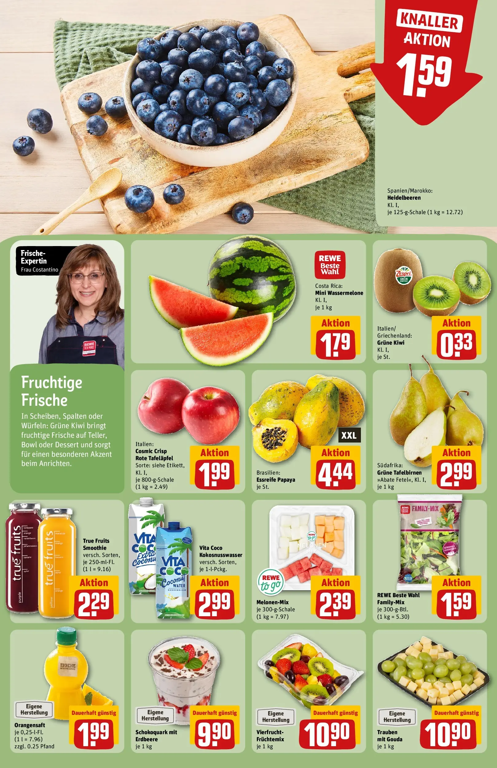 REWE Prospekt ab 05.04.2026 zum Blättern » Angebote | Seite: 6 | Produkte: Quark, Orangensaft, Himbeere, Kiwi