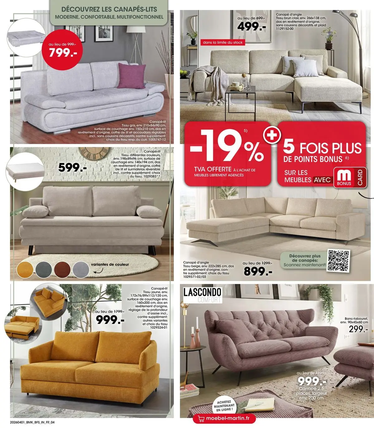 Möbel Martin - Les Highlights du mois d'avril à partir du 01/04/2026 - promo en ligne | Page: 4 | Produits: Surmatelas, Lit, Canapé