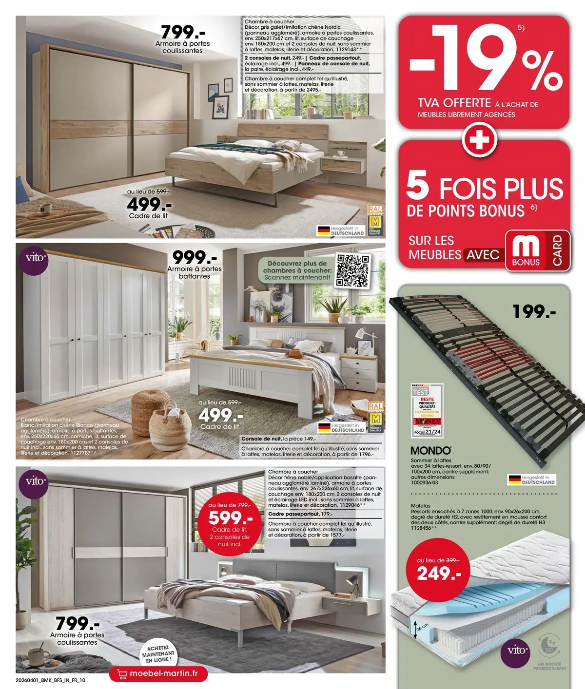 Möbel Martin - Les Highlights du mois d'avril à partir du 01/04/2026 - promo en ligne | Page: 10 | Produits: Matelas, Armoire, Portes, Cadre