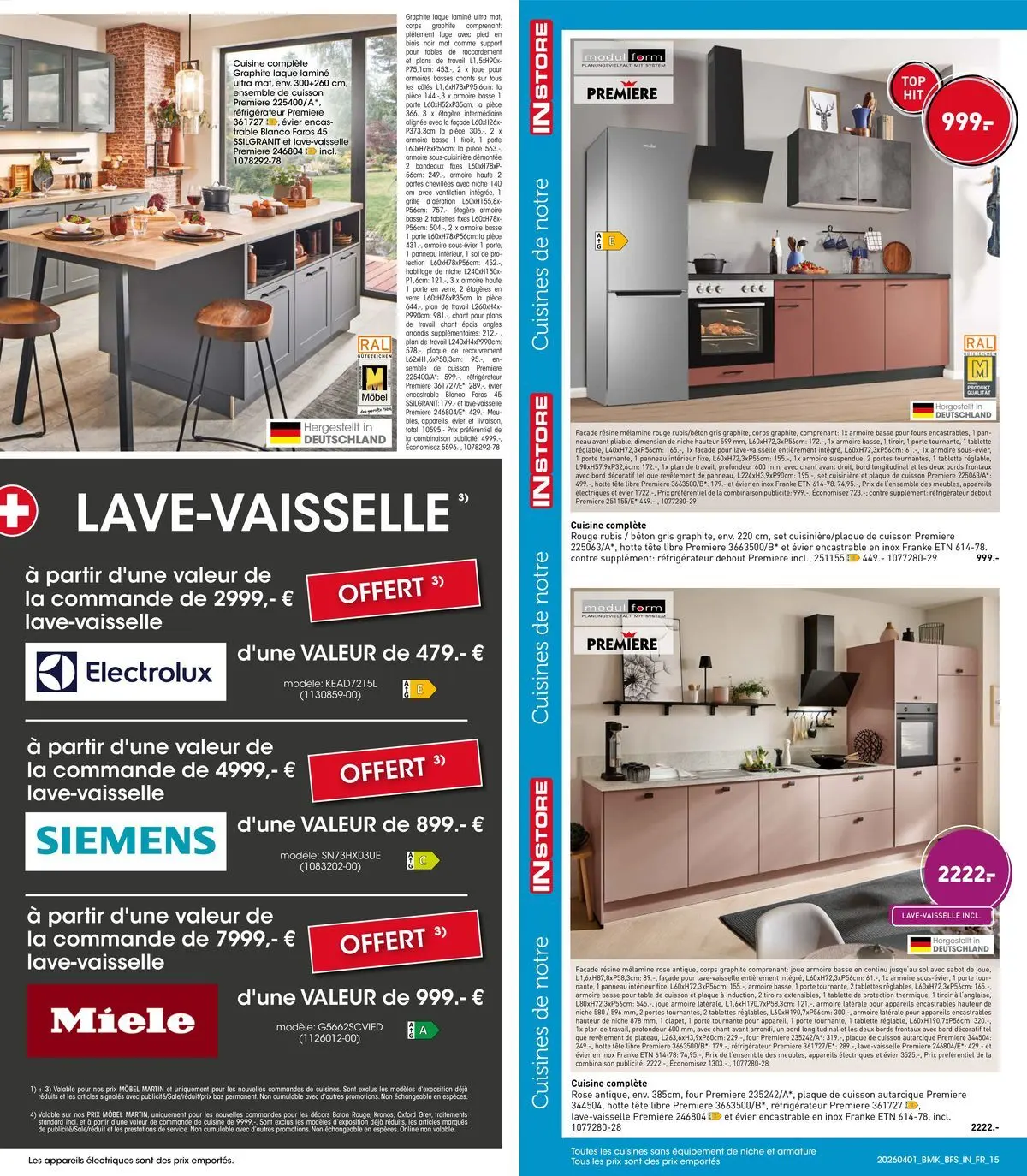 Möbel Martin - Les Highlights du mois d'avril à partir du 01/04/2026 - promo en ligne | Page: 15 | Produits: Plaque de cuisson, Laque, Portes, Tiroirs