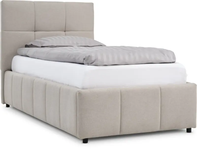 JYSK Рамка за легло VEMMELEV 90x200 със съхранение бежов текстил