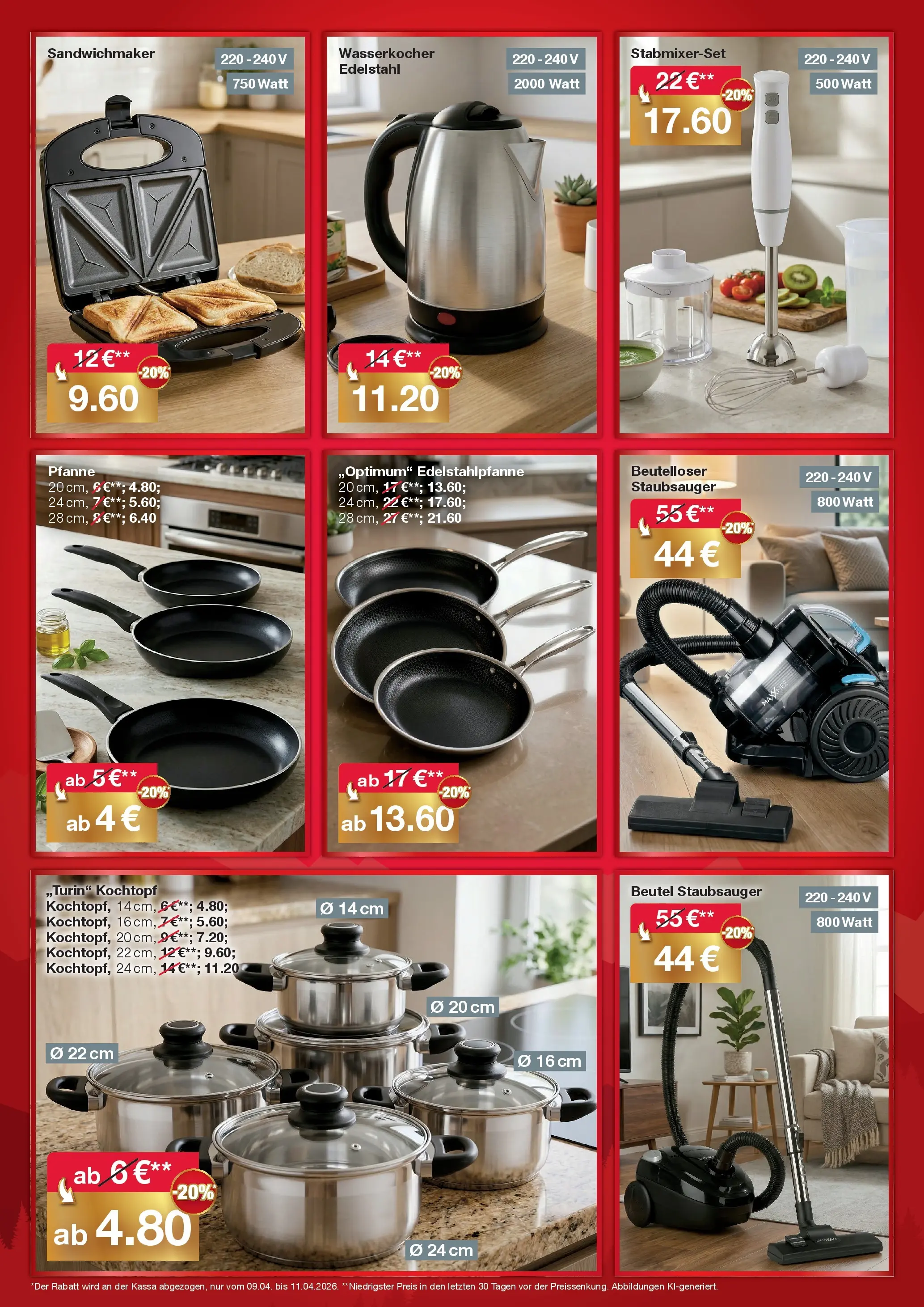 Woolworth - Servus Leonding! von 09.04.2026 - Aktuelle Angebote | Seite: 6 | Produkte: Wasserkocher, Staubsauger, Sandwichmaker