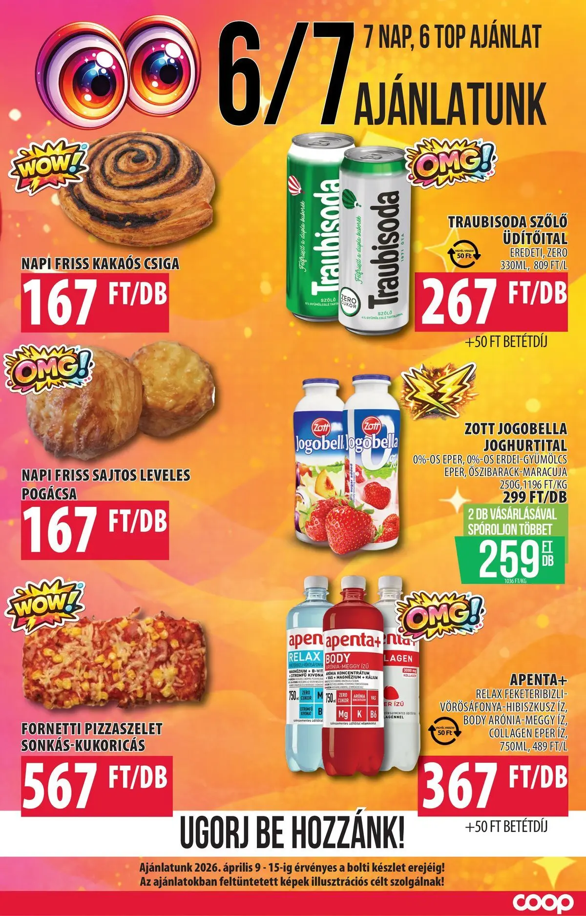 COOP Szolnok akciós újság Gyöngyös - 2026.04.09. -tól/töl > akció, lapozható szórólap 🛍️ | Oldal: 3 | Termékek: Body, Eper, Kakaós csiga, Cukor