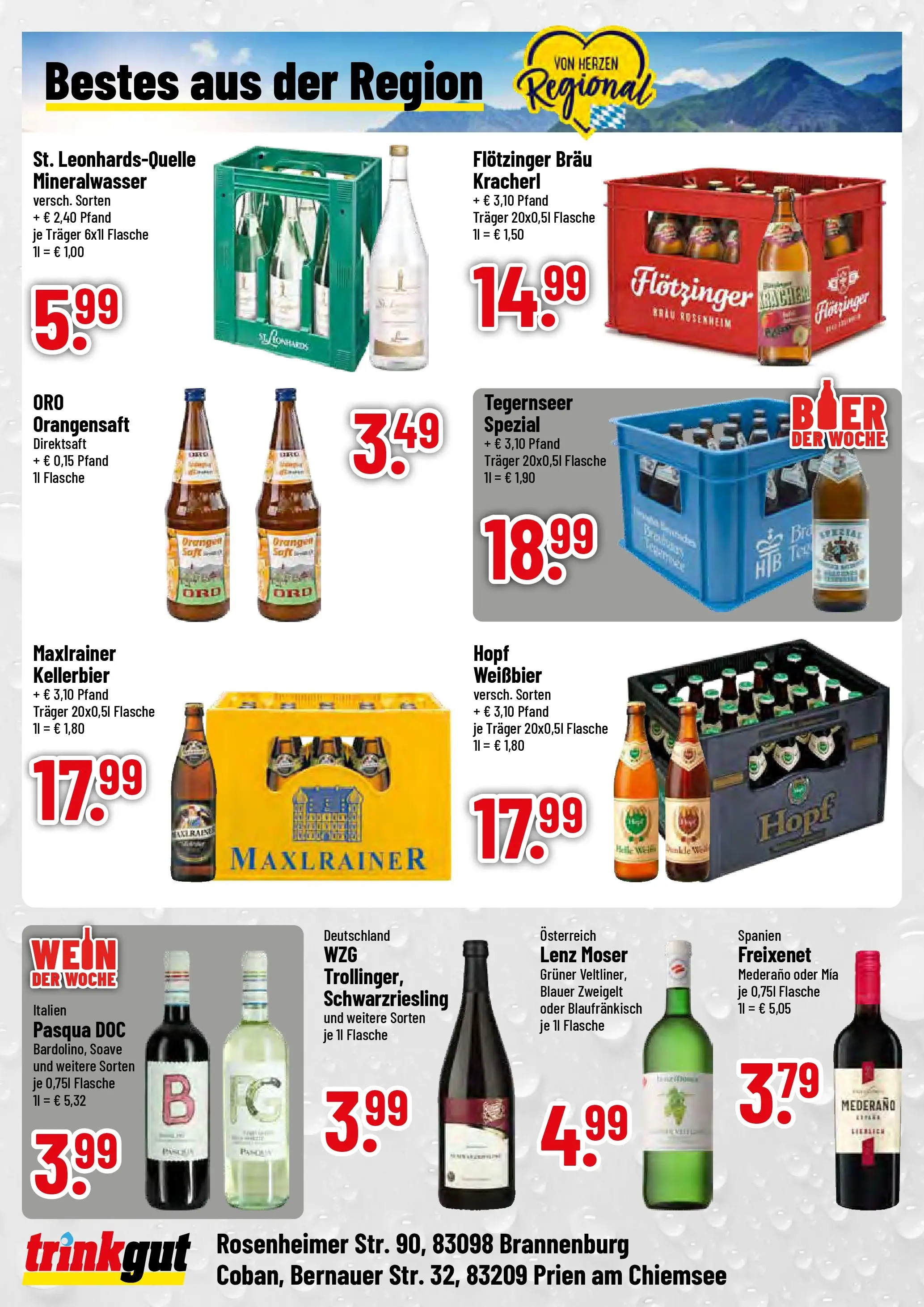 Trinkgut Prospekt Brannenburg	 (ab 05.04.2026) » Angebote online | Seite: 4 | Produkte: Freixenet, Weißbier, Orangensaft, Wein