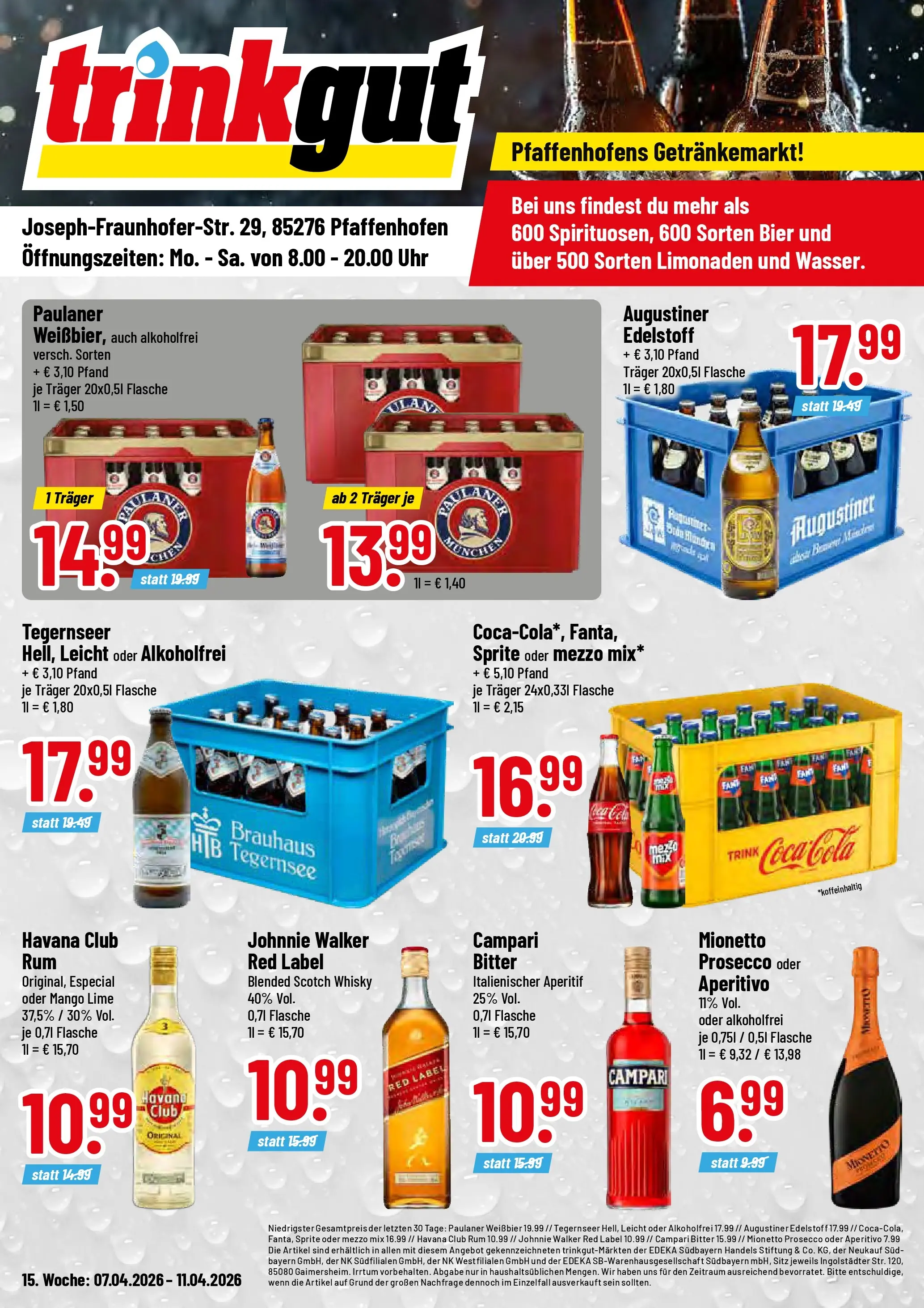 Trinkgut Prospekt Pfaffenhofen/Ilm	 (ab 05.04.2026) » Angebote online | Seite: 1 | Produkte: Sprite, Cola, Campari, Rum