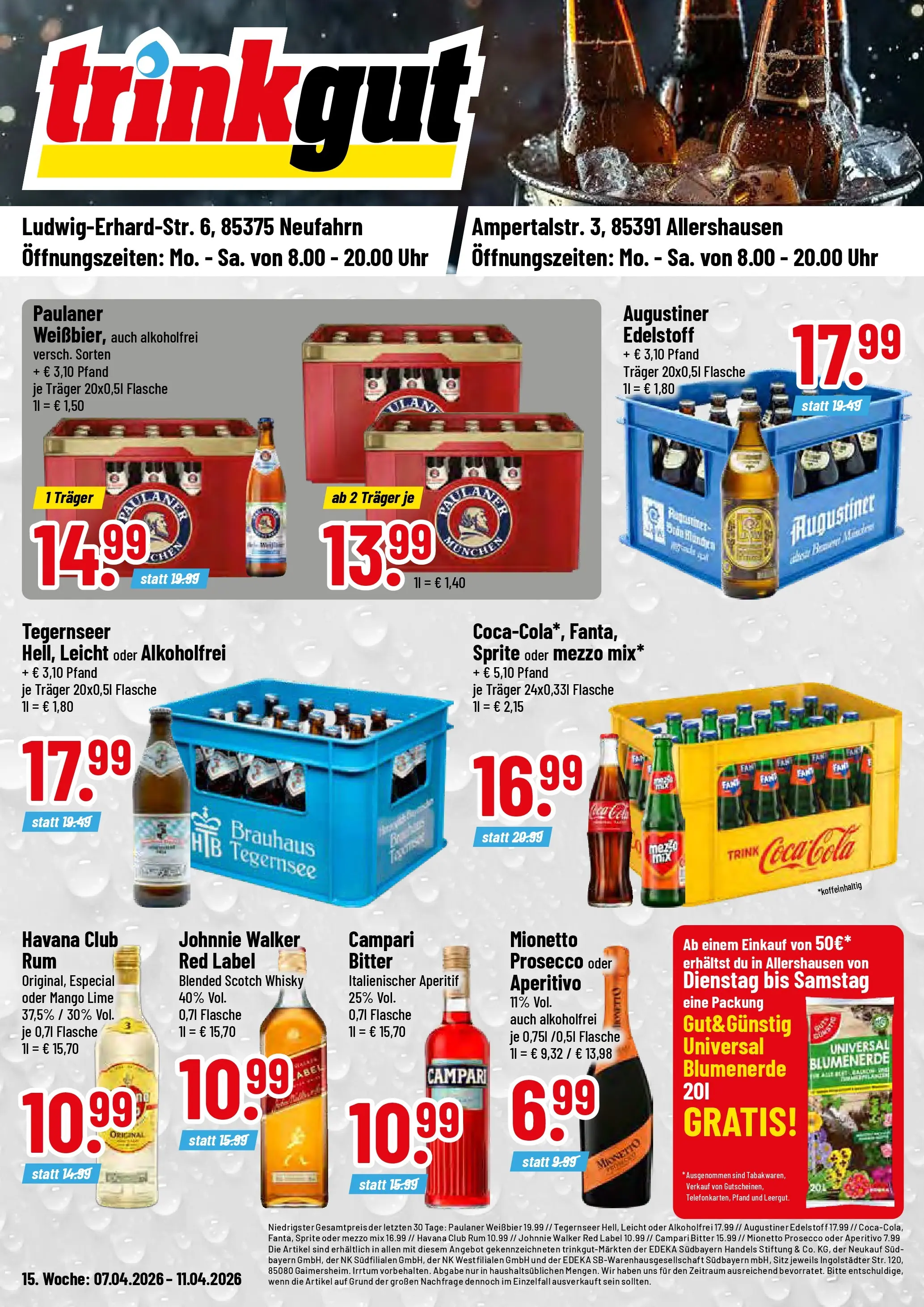 Trinkgut Prospekt Neufahrn	 (ab 05.04.2026) » Angebote online | Seite: 1 | Produkte: Havana club, Rum, Blumenerde, Johnnie walker