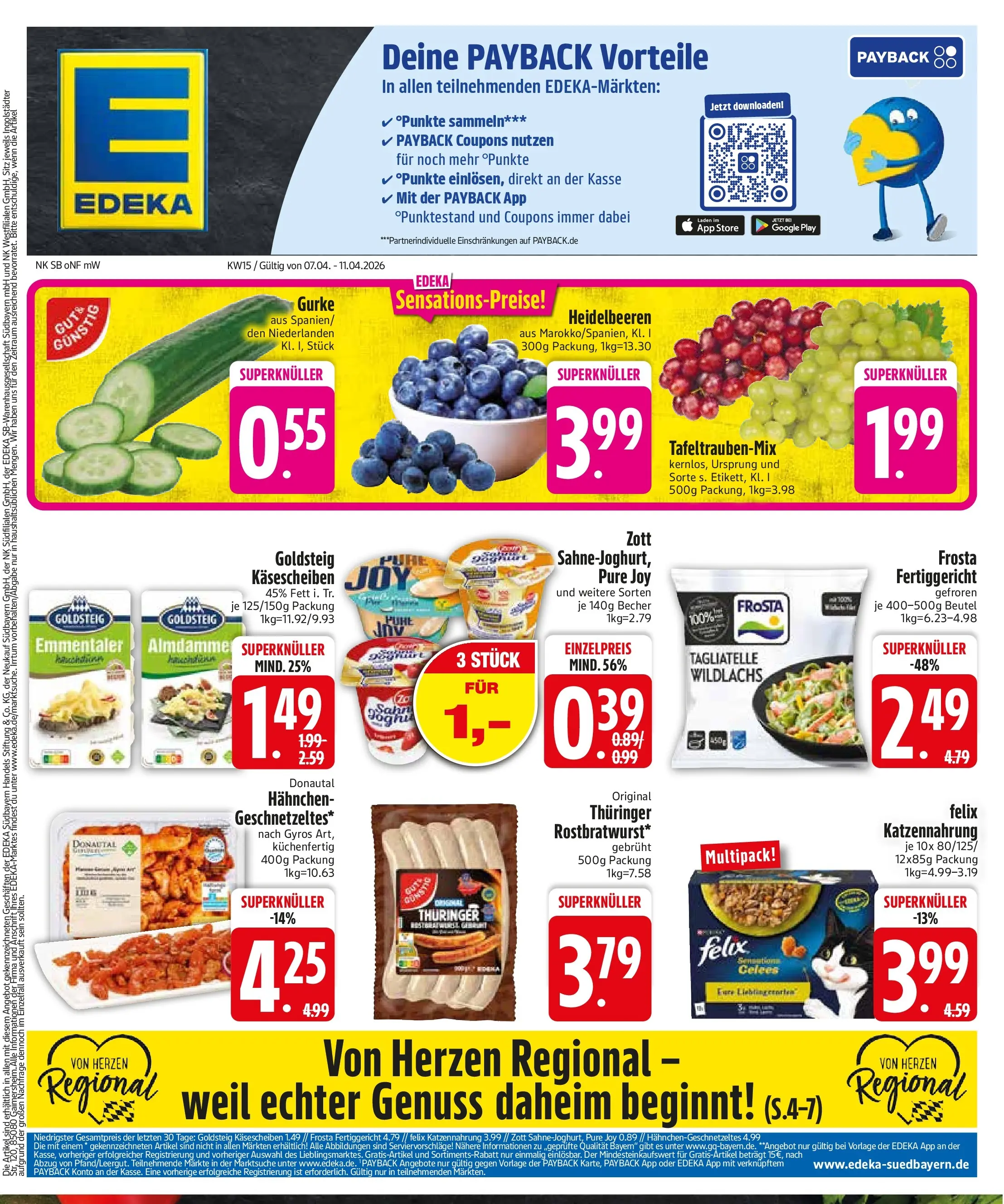 Edeka prospekt München	 (ab 05.04.2026) » Angebote Online | Seite: 3 | Produkte: Frosta, Heidelbeeren, Gyros, Sahne