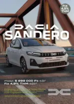 Dacia Sandero: Dacia Sandero &Aacute;rlista let&ouml;lt&eacute;se - 2026.04.16 napig