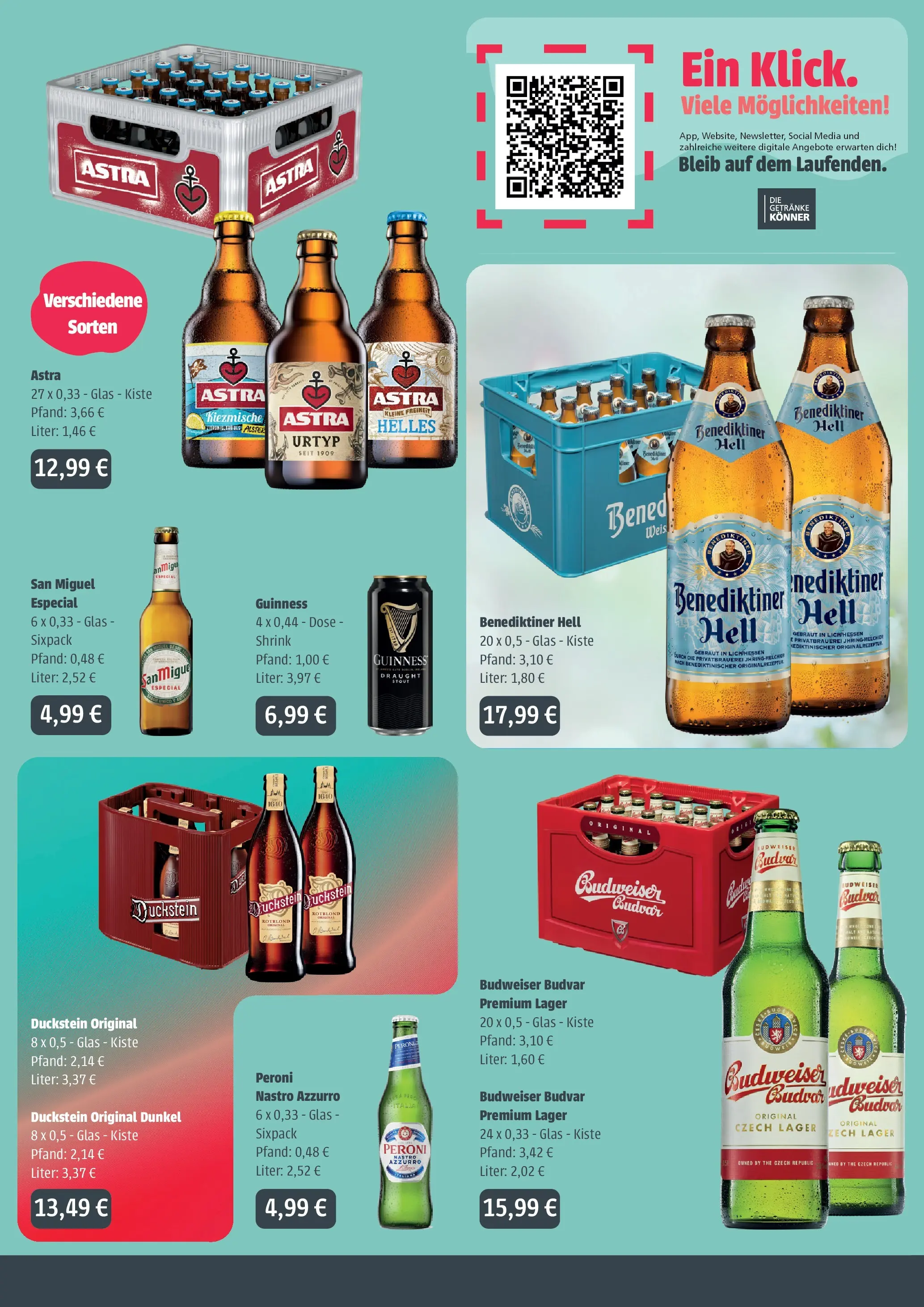 Angebote - Getränke Ellerkamp: Getränkeangebote (ab 05.04.2026) zum Blättern | Seite: 2 | Produkte: Astra, Benediktiner hell, Budweiser