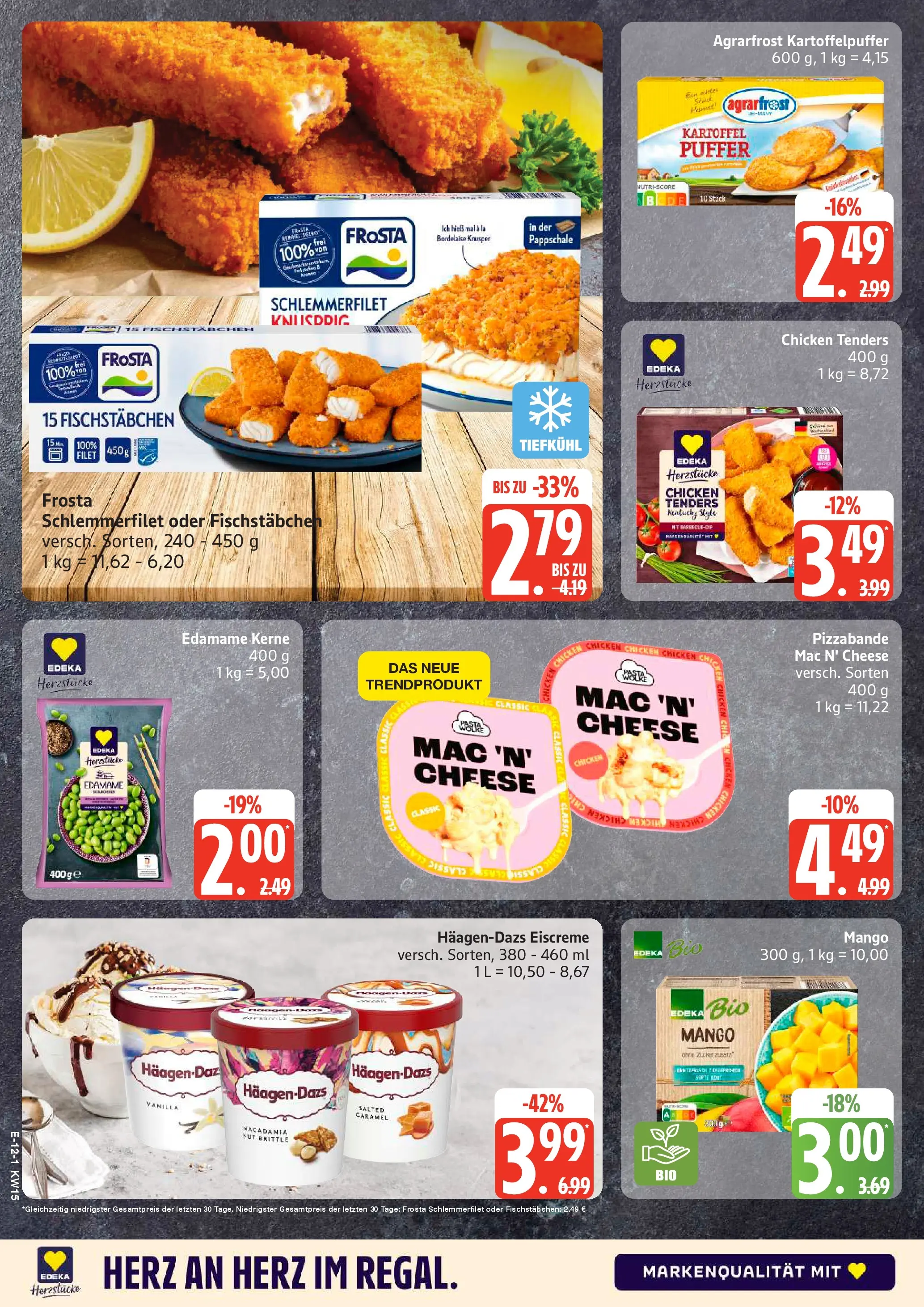 Edeka prospekt Hamburg	 (ab 05.04.2026) » Angebote Online | Seite: 12 | Produkte: Eiscreme, Frosta, Fischstabchen, Mango