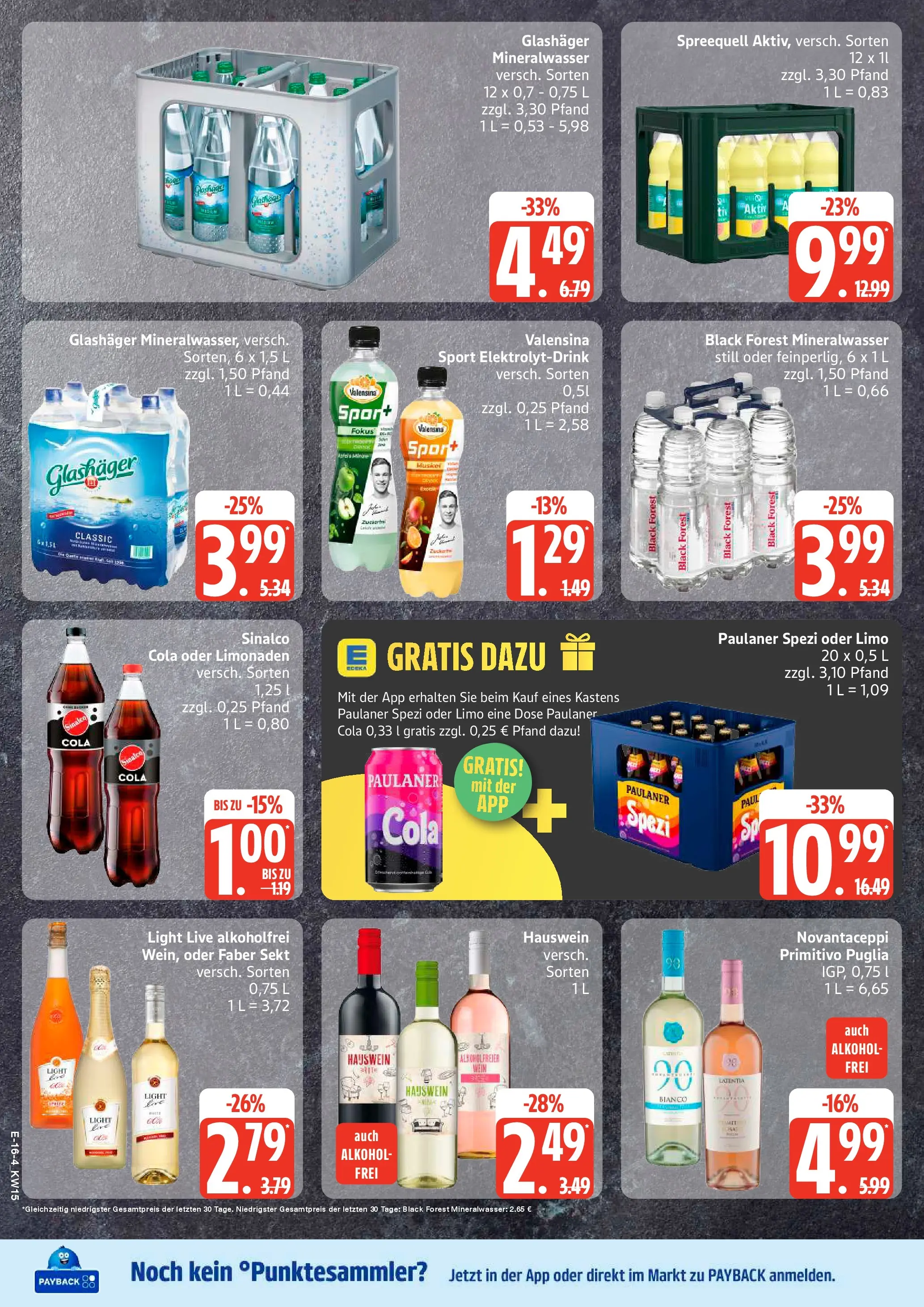 Edeka prospekt Rostock	 (ab 05.04.2026) » Angebote Online | Seite: 16 | Produkte: Sinalco, Valensina, Wein, Paulaner