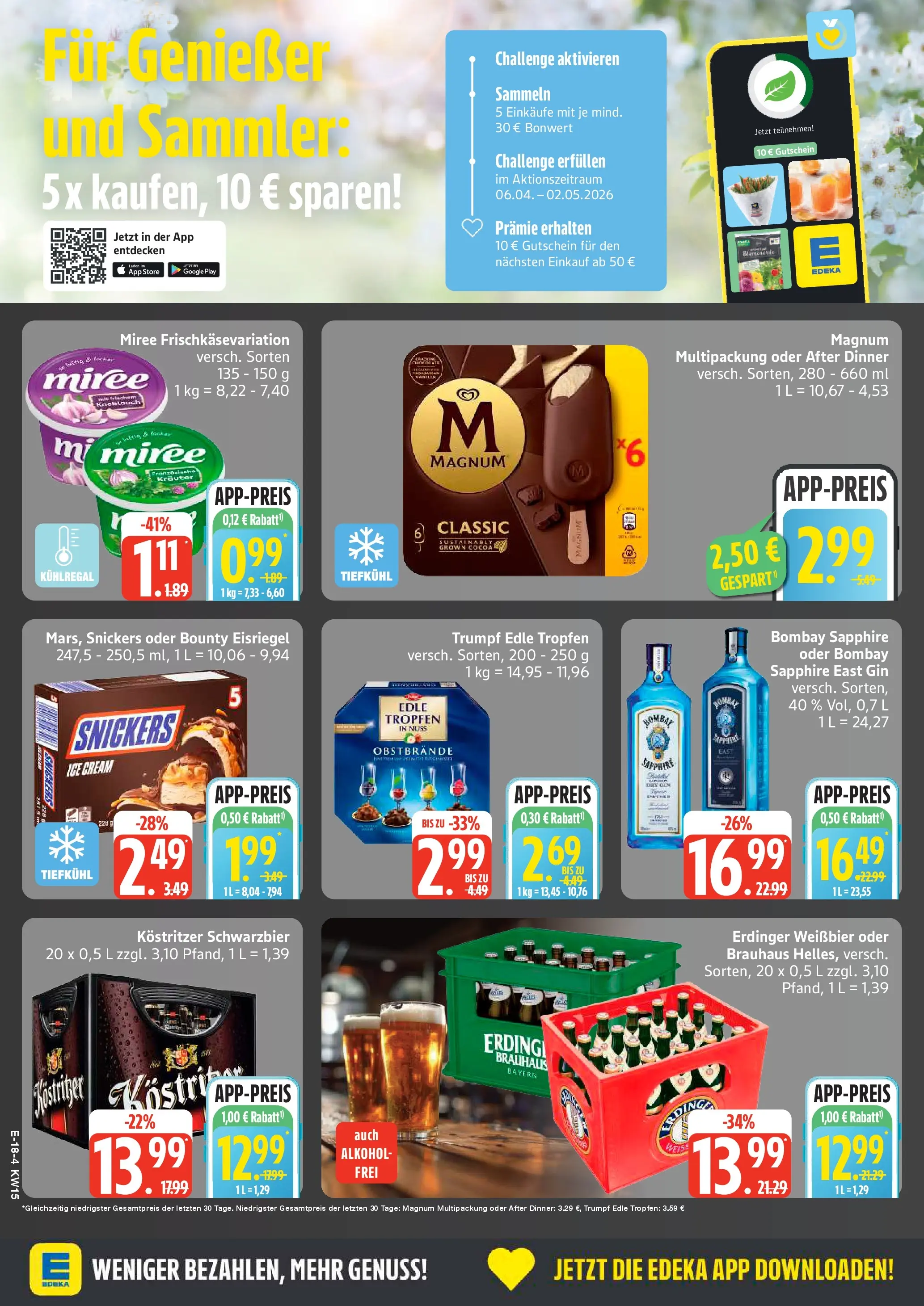 Edeka prospekt Rostock	 (ab 05.04.2026) » Angebote Online | Seite: 18 | Produkte: Kostritzer, Weißbier, Snickers, Gin