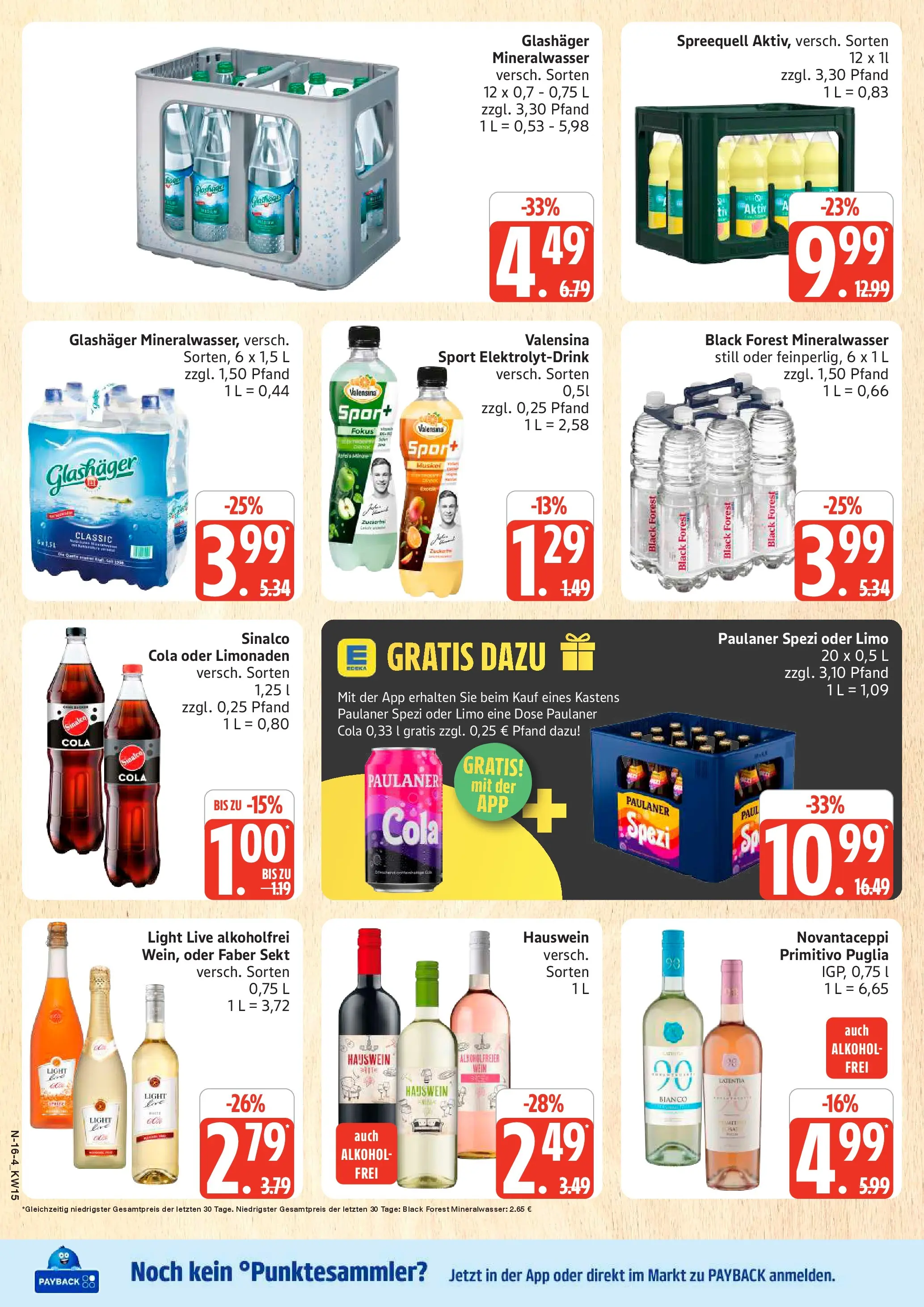 Edeka prospekt Rostock	 (ab 05.04.2026) » Angebote Online | Seite: 16 | Produkte: Paulaner spezi, Mineralwasser, Valensina, Paulaner