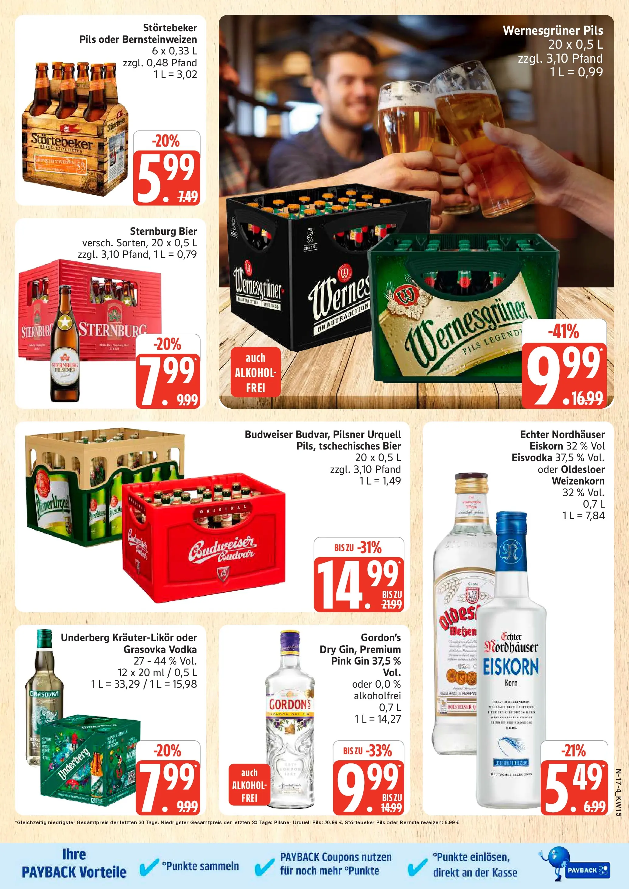 Edeka prospekt Rostock	 (ab 05.04.2026) » Angebote Online | Seite: 17 | Produkte: Bier, Pilsner urquell, Gin, Underberg