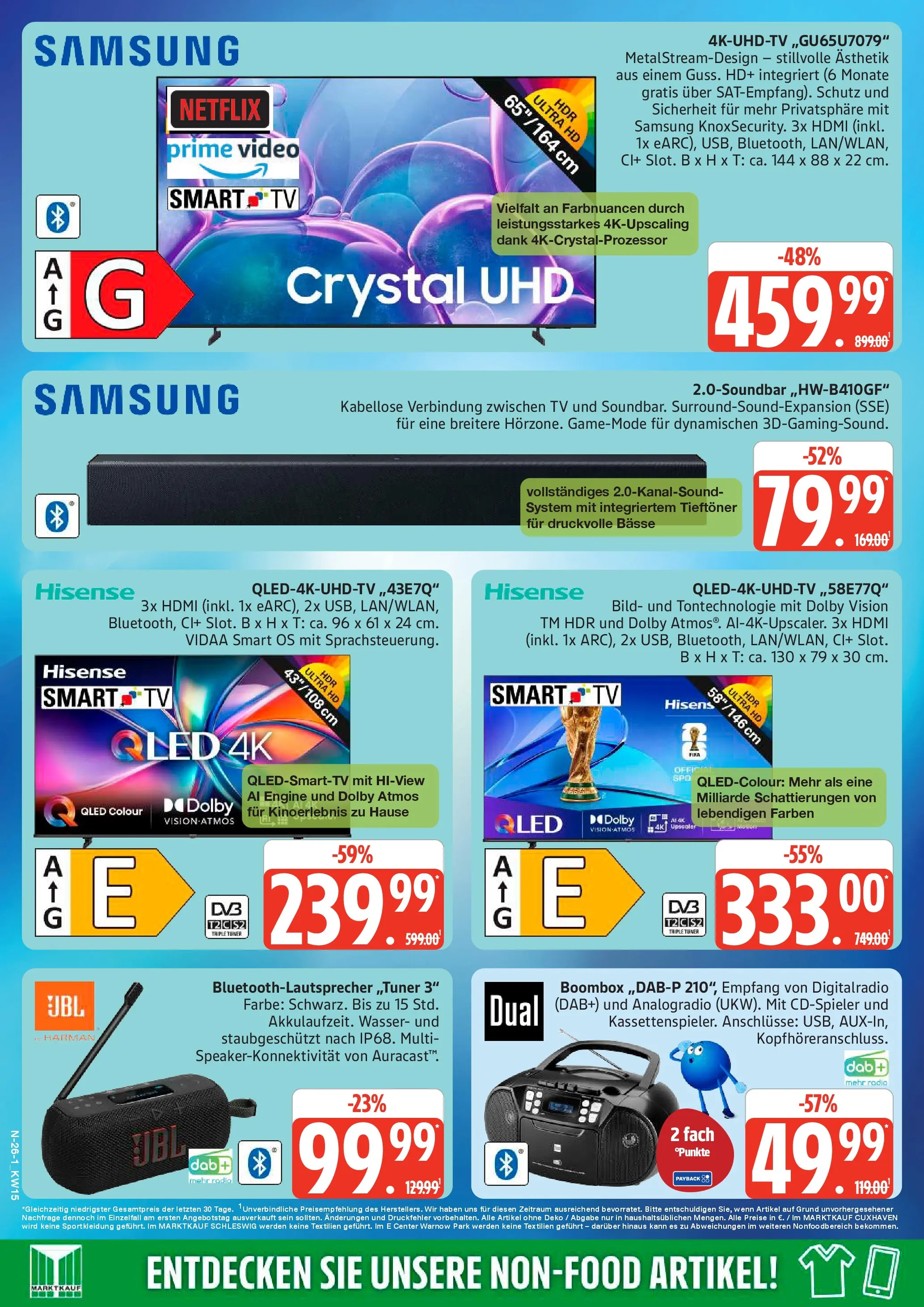 Marktkauf Prospekt Cuxhaven	 (ab 05.04.2026) » Angebote online | Seite: 26 | Produkte: Hisense, Smart TV, Wasser, Video