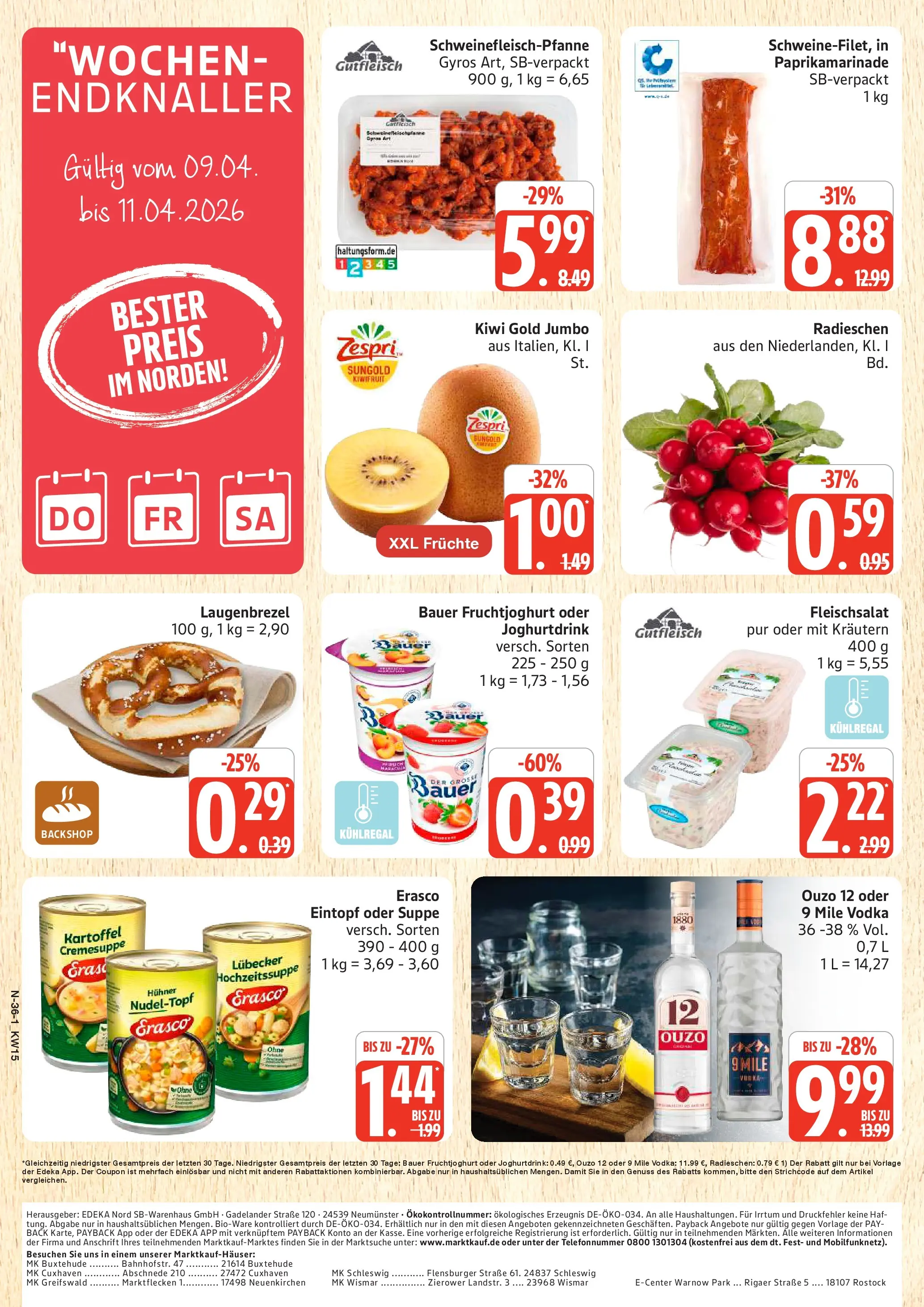 Marktkauf Prospekt Cuxhaven	 (ab 05.04.2026) » Angebote online | Seite: 36 | Produkte: Ouzo 12, Flensburger, Gyros, Kiwi